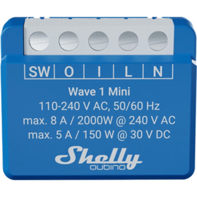 Shelly qubino wave 1 mini relais (blauw wit, 1-kanaals, z-wave)