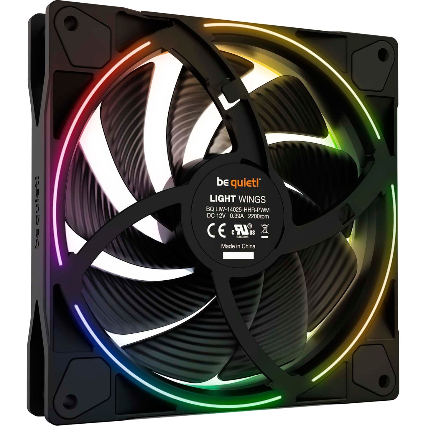 Be Quiet! light wings pwm high-speed rgb case fan (zwart, 140 x 140 x 25 mm)