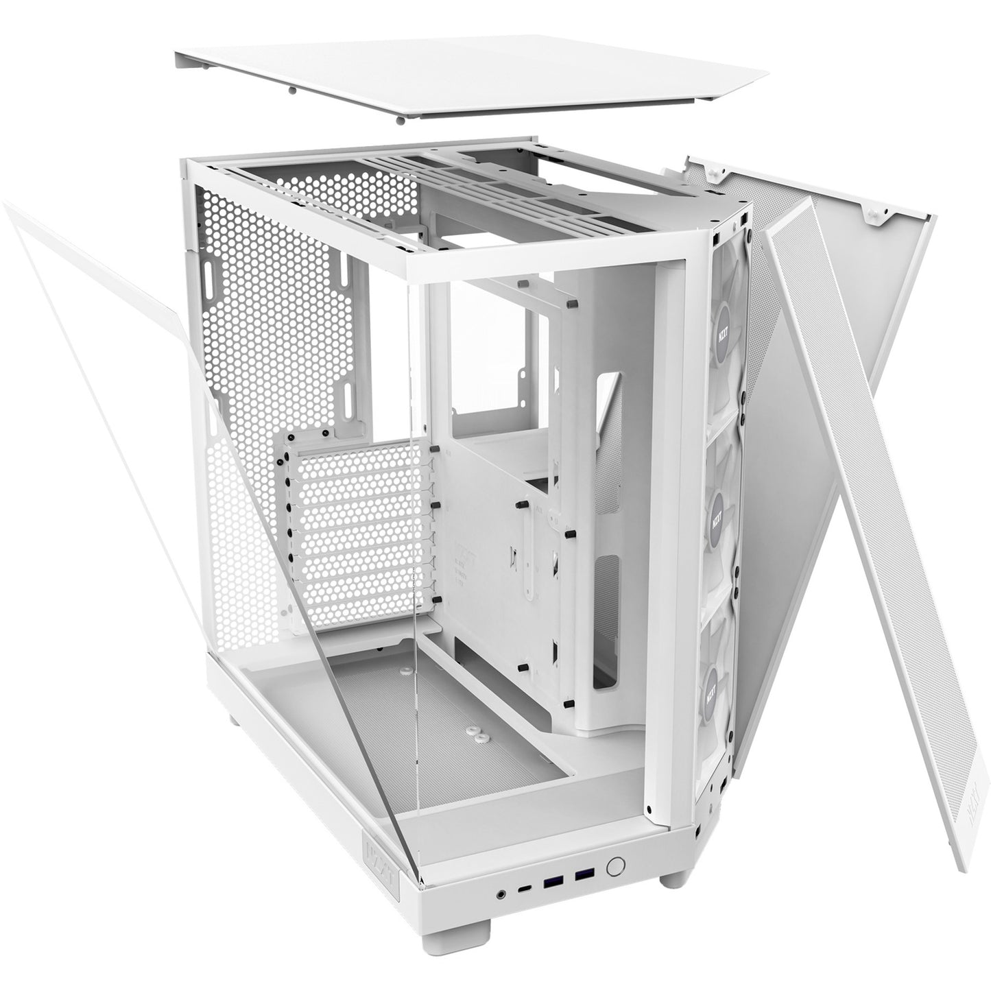 NZXT h6 flow rgb midi tower behuizing (wit | 2x usb-a | 1x usb-c | rgb | tempered glass)