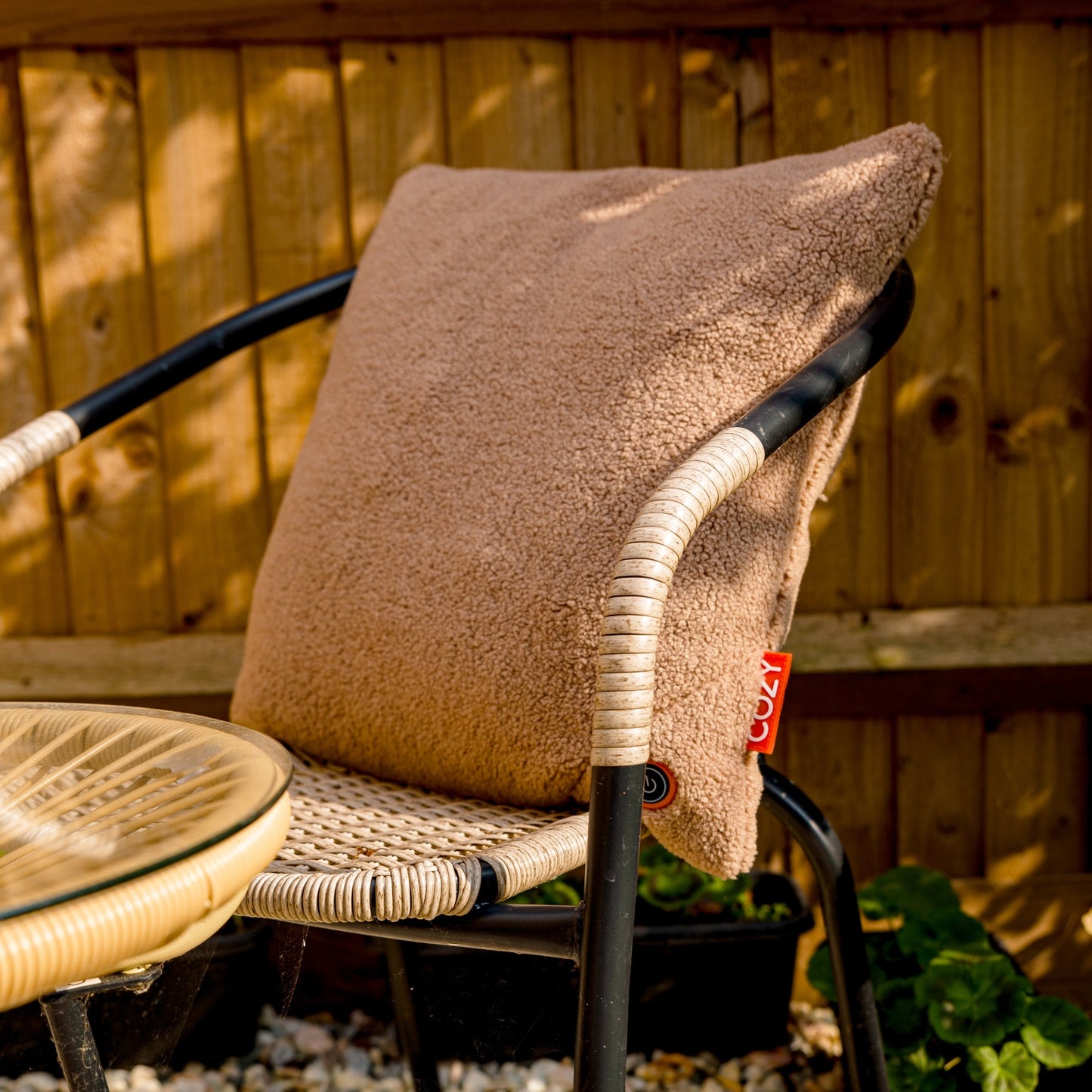 Cozy Una Woolly 45 x 45 cm draadloos warmtekussen (Lichtbruin, Powerbank 5000 mAh)