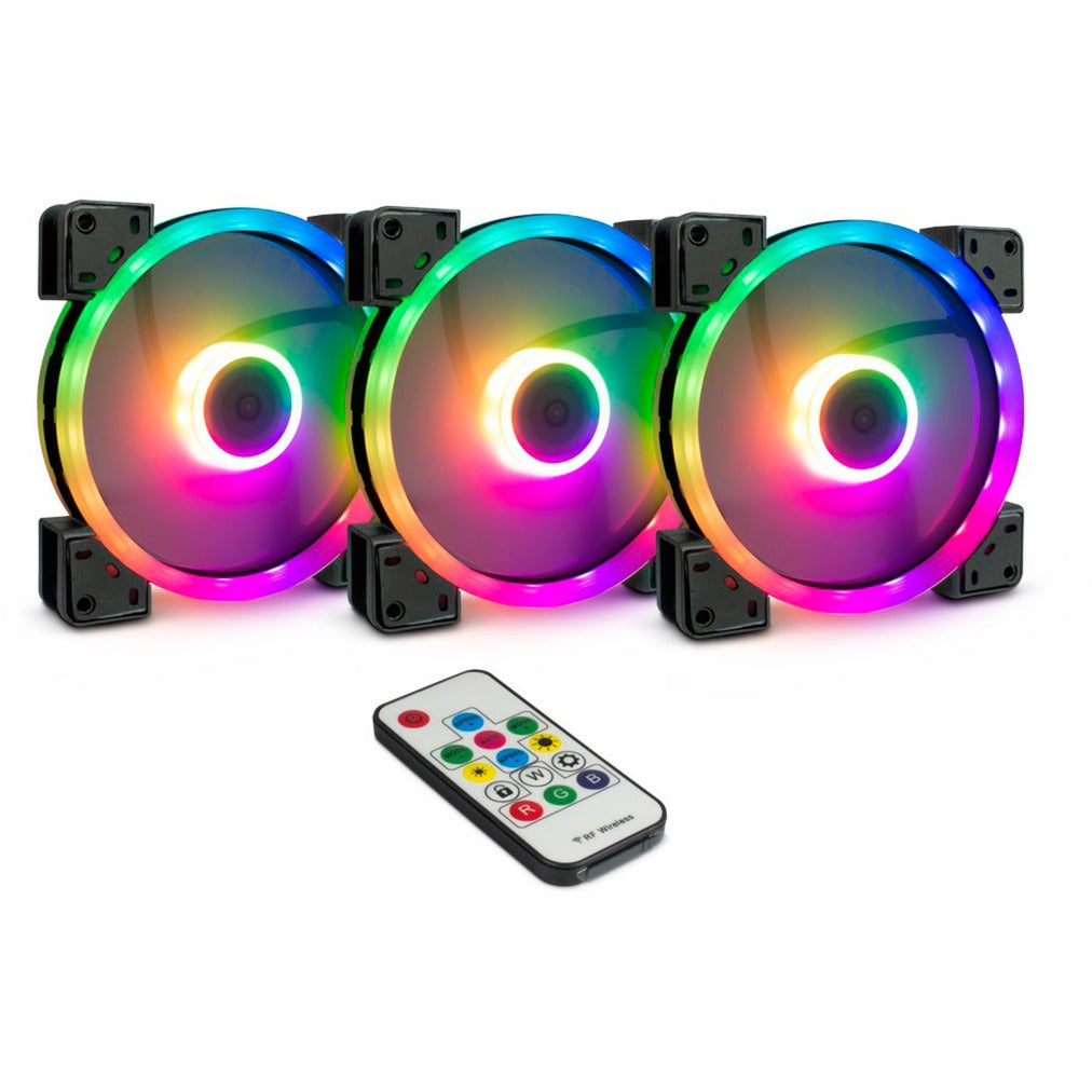 Inter-Tech argus rgb fan set rs-14 case fans (zwart, 3 stuks, 140 x 140 x 25 mm, pwm)