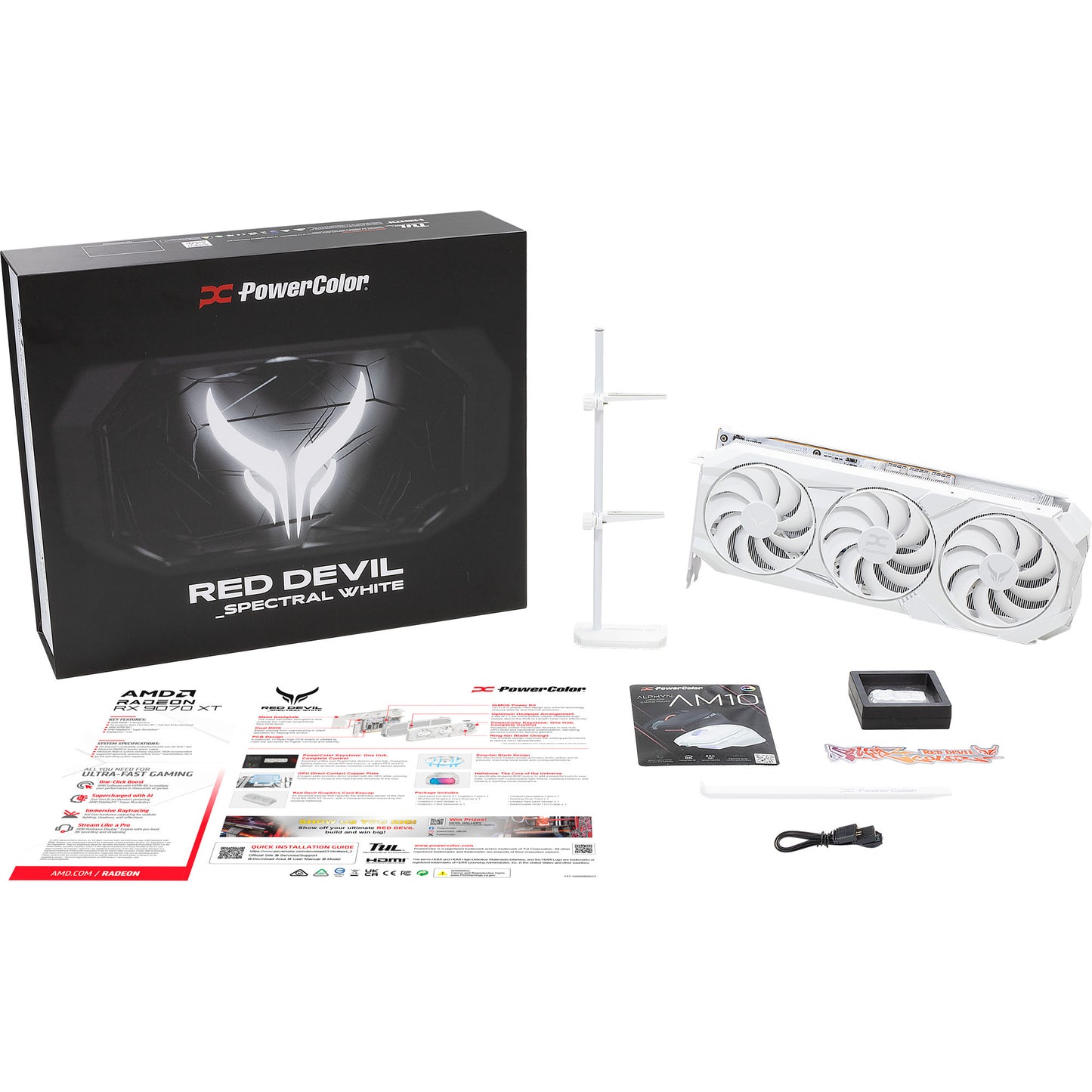 PowerColor radeon rx 9070 xt red devil spectral white 16gb gddr6 grafische kaart (wit, rdna4, gddr6, 3x displayport, 1x hdmi)