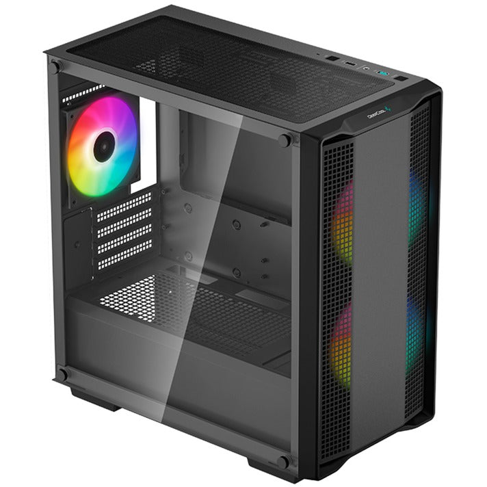 DeepCool cc360 argb mini tower behuizing (zwart | 2x usb-a | rgb | tempered glass)