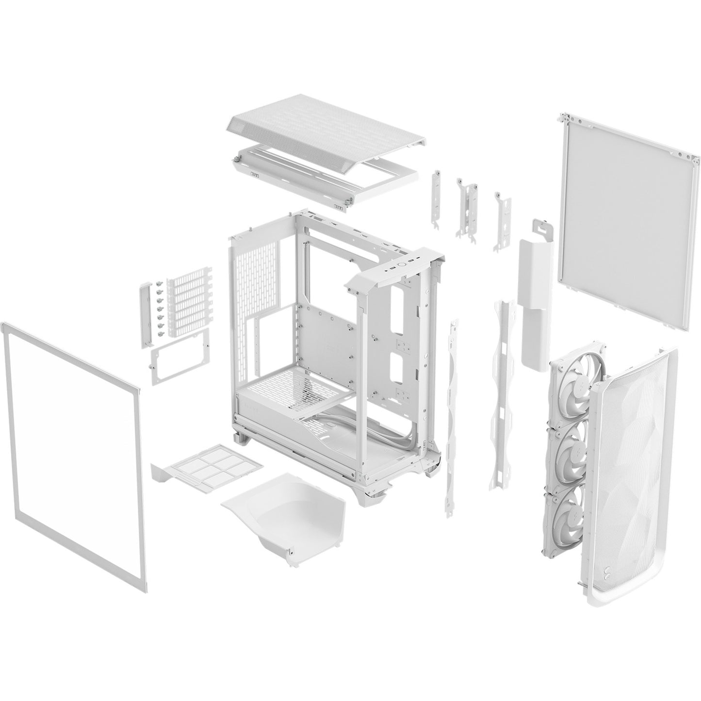 Fractal Design meshify 3 rgb midi tower behuizing (wit | 2x usb-a | 1x usb-c | rgb | tempered glass)