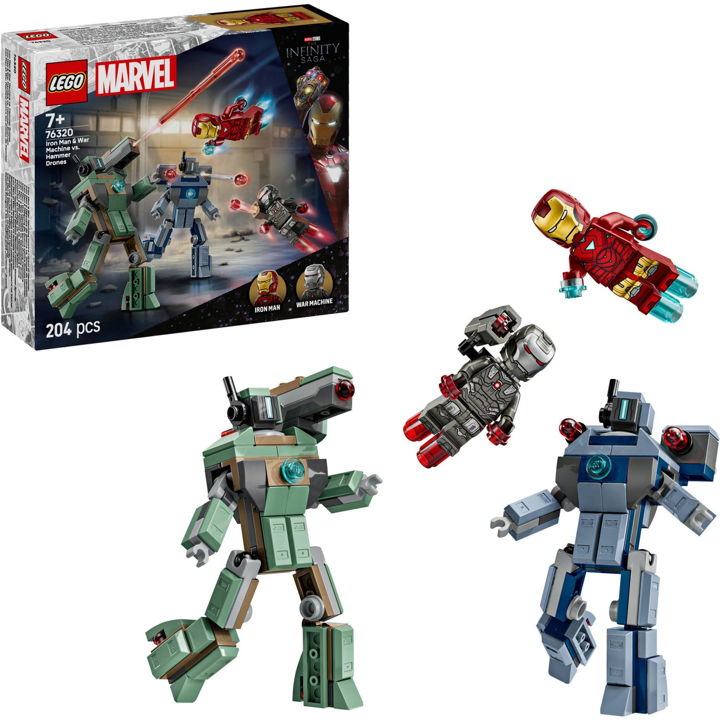 LEGO marvel - iron man en war machine vs. hammer drones constructiespeelgoed (76320)