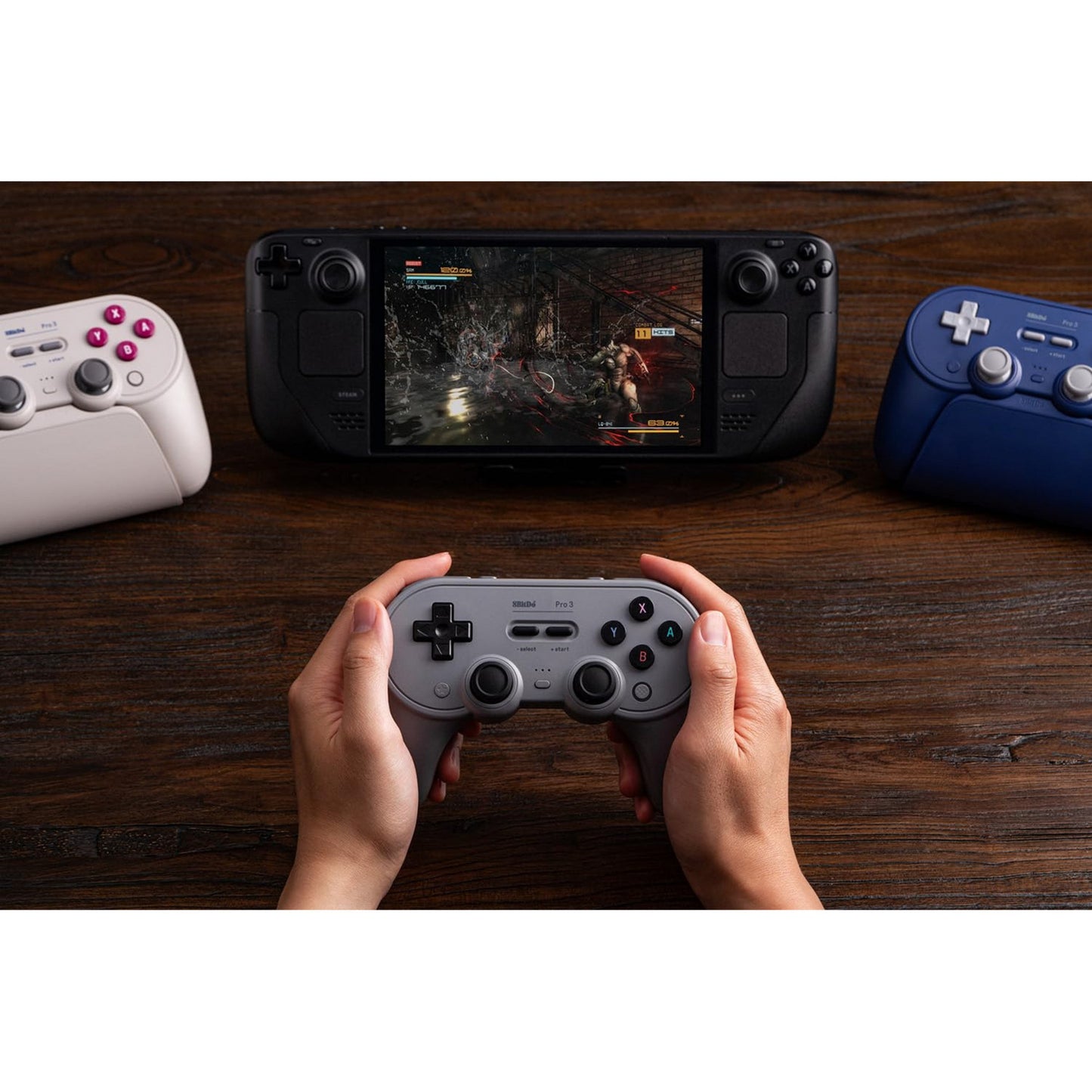 8BitDo pro 3 bluetooth gamepad (grijs zwart, switch 1 2, pc, android, 2.4 ghz bluetooth usb)