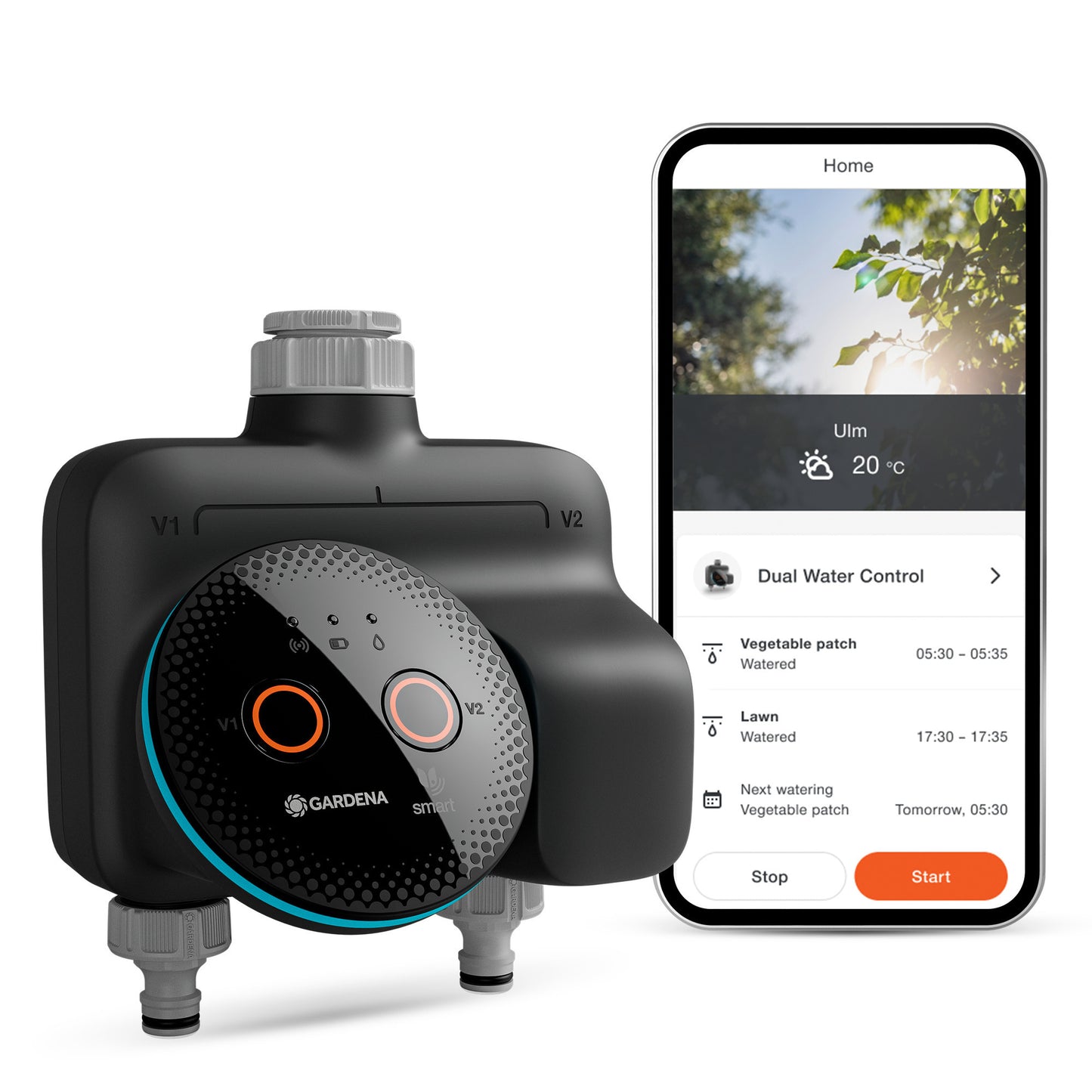 GARDENA smart dual water control besproeiingscomputer (grijs turquoise, 19034-20)