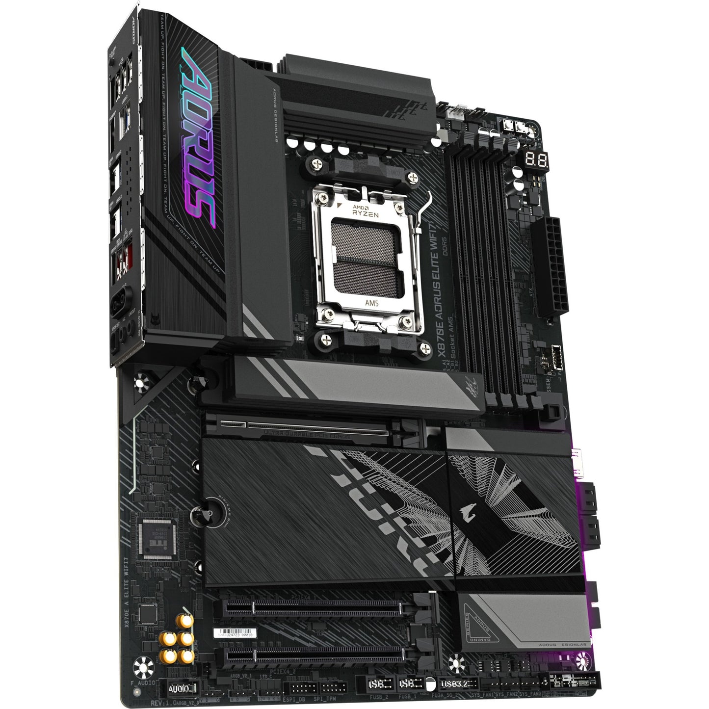GIGABYTE x870e aorus elite wifi7 socket am5 moederbord (zwart, raid, 2.5gb-lan, wi-fi 7, bt, sound, atx)