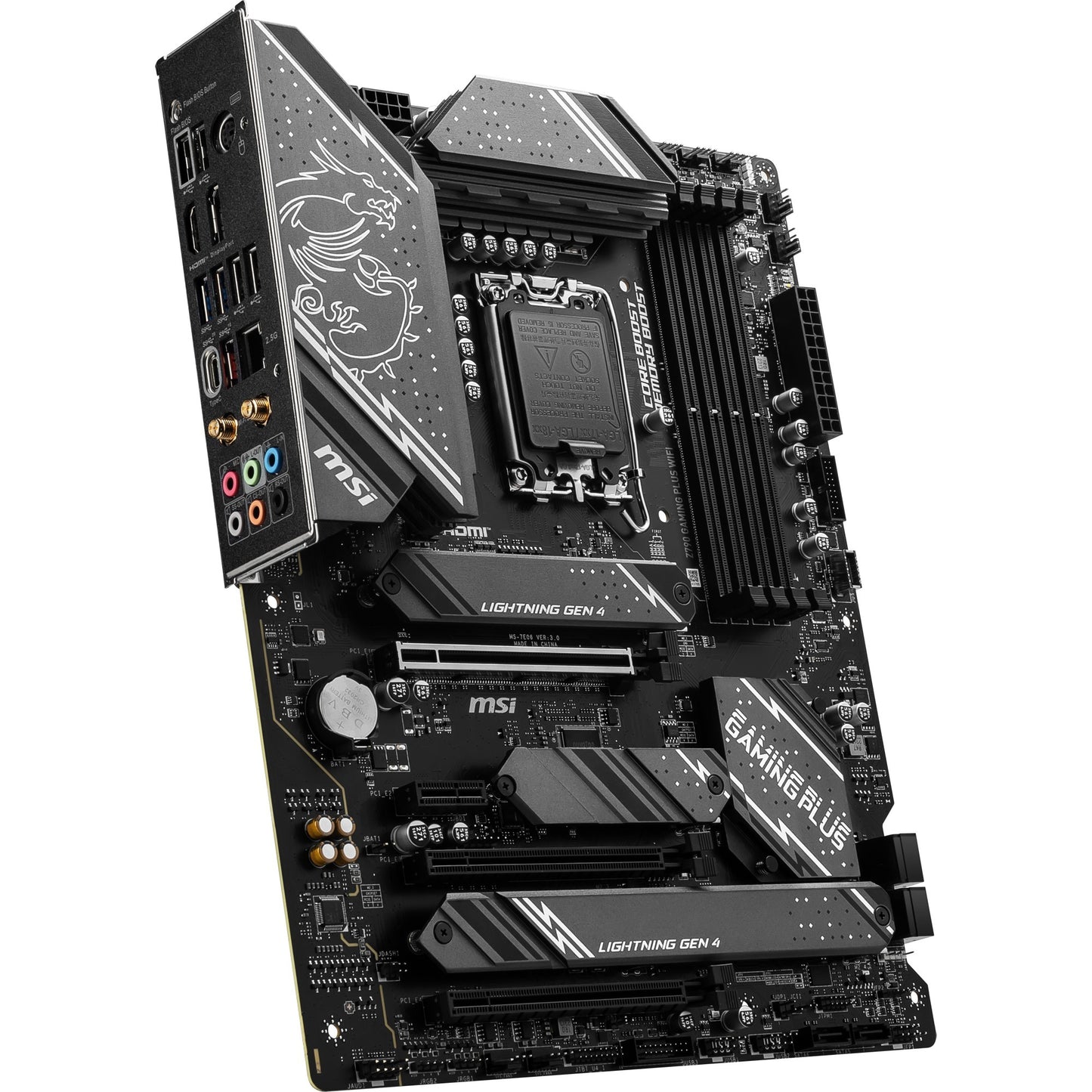 MSI z790 gaming plus wifi socket 1700 moederbord (grijs zwart, raid, 2.5 gb-lan, wi-fi 6e, bt, sound, atx)