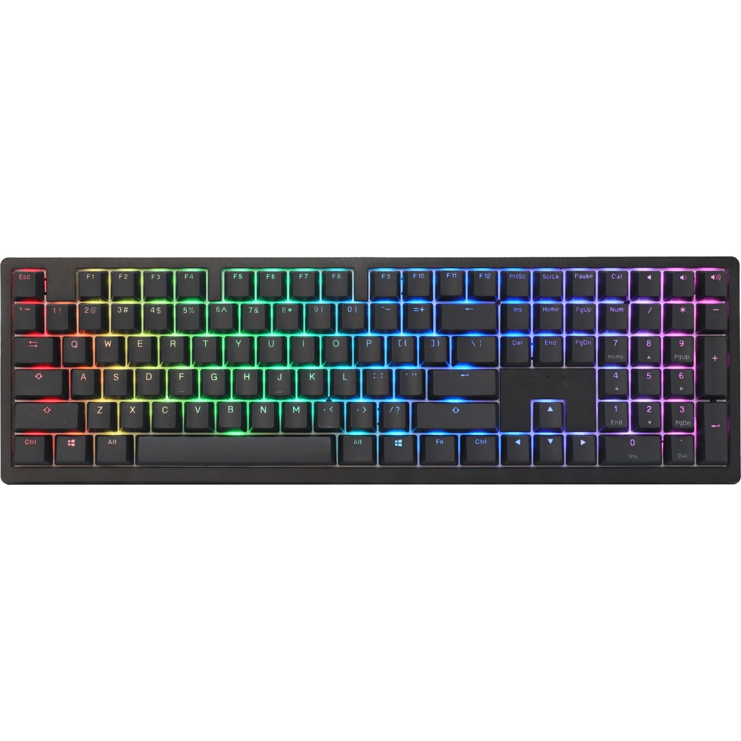 Ducky zero 6108 classic black rgb mechanisch gaming toetsenbord (zwart, us lay-out (qwerty), cherry mx2a speed silver, 100%, rgb leds, double-shot pbt, hot swap, 2.4ghz | bluetooth | usb-c)