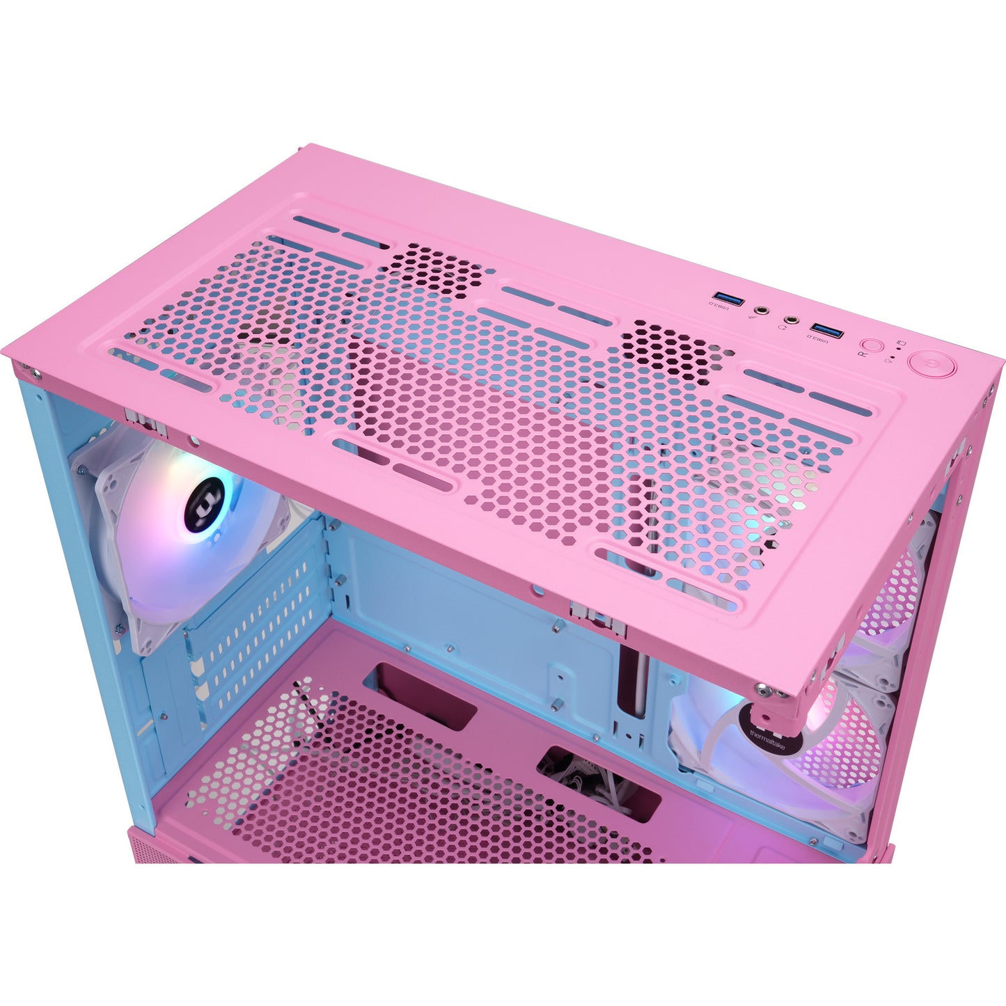 Thermaltake view 170 tg argb mini tower behuizing (roze | 2x usb-a | rgb | tempered glass)