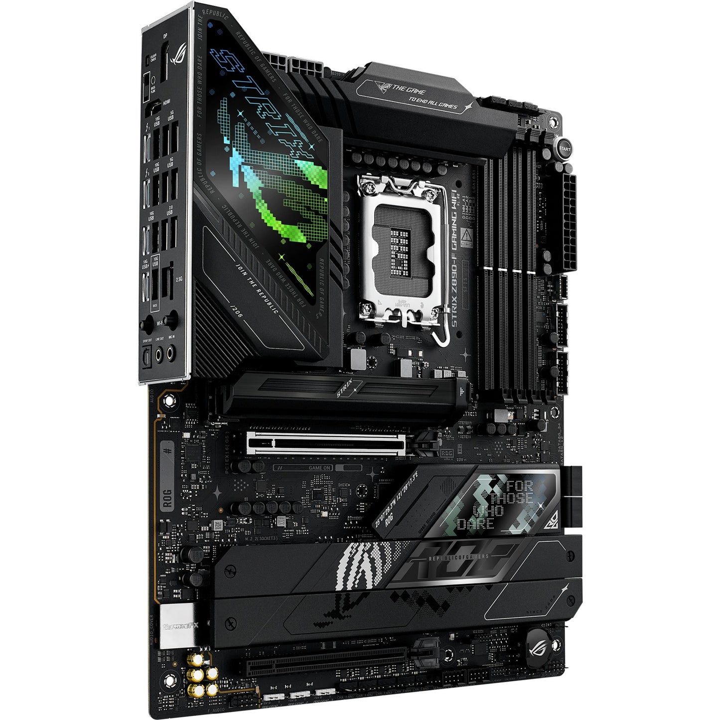 ASUS rog strix z890-f gaming wifi socket 1851 moederbord (zwart, raid, 2.5gb-lan, wi-fi 7, bt, sound, atx)