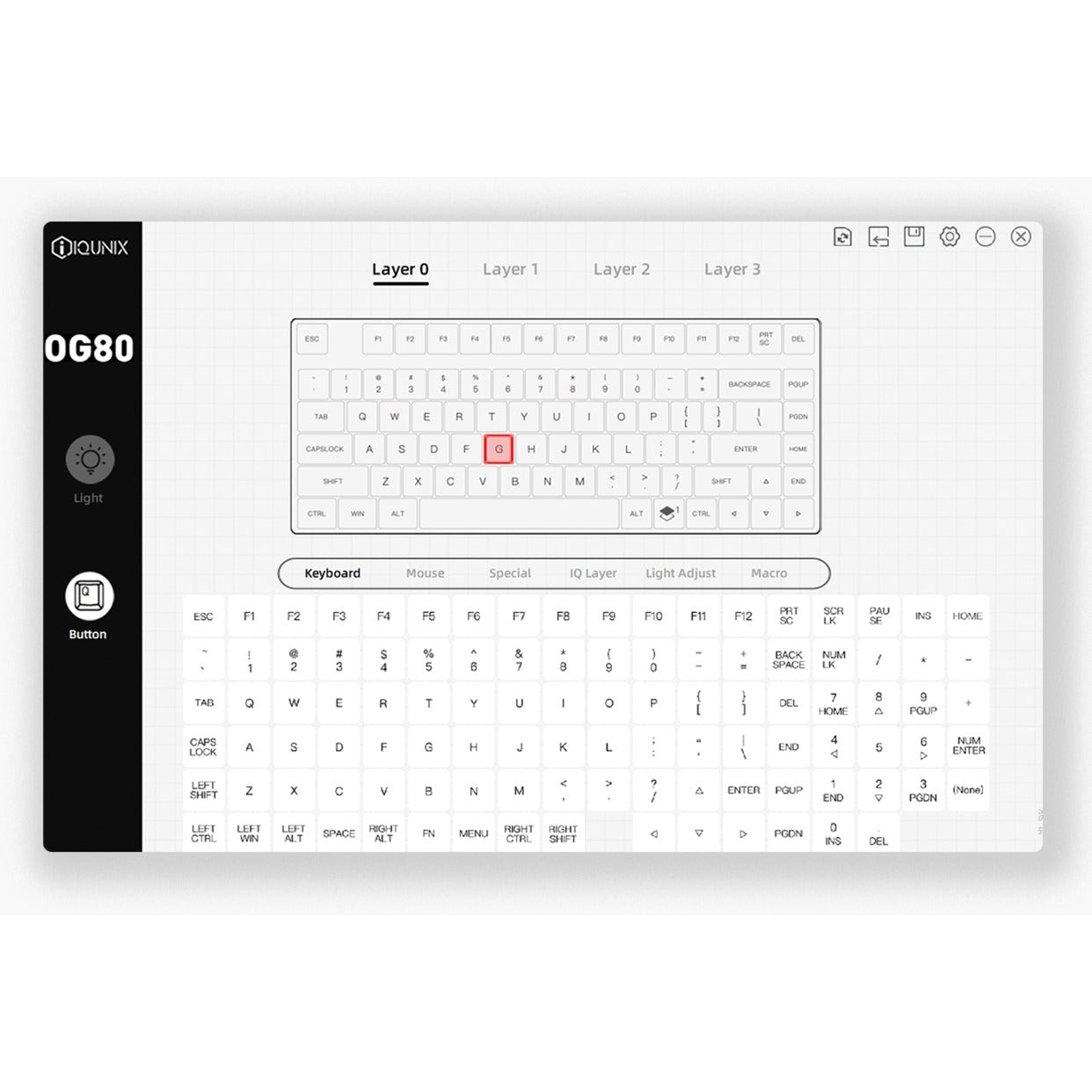 Iqunix OG80 Lavandin Wireless Mechanical Keyboard (Lavendel, US lay-out (QWERTY), Cherry MX Red, 80% (TKL), Hot-swappable, PBT, 2.4GHz | Bluetooth 5.1 | USB-C)