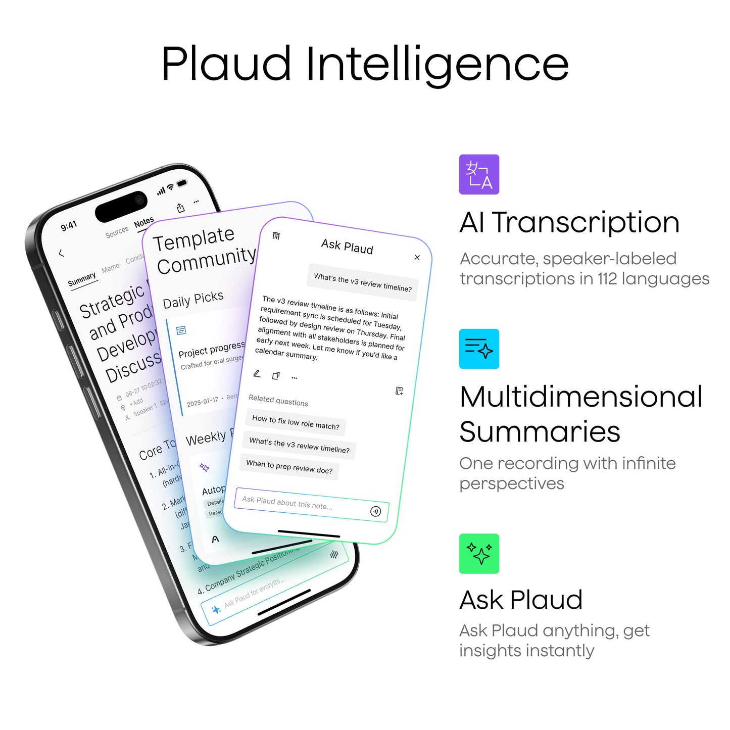 Plaud Note Pro dicteerapparaat (Zwart, 64 GB, Bluetooth (BLE 5.4), Dual-band Wi-Fi (2.4GHz 5GHz))