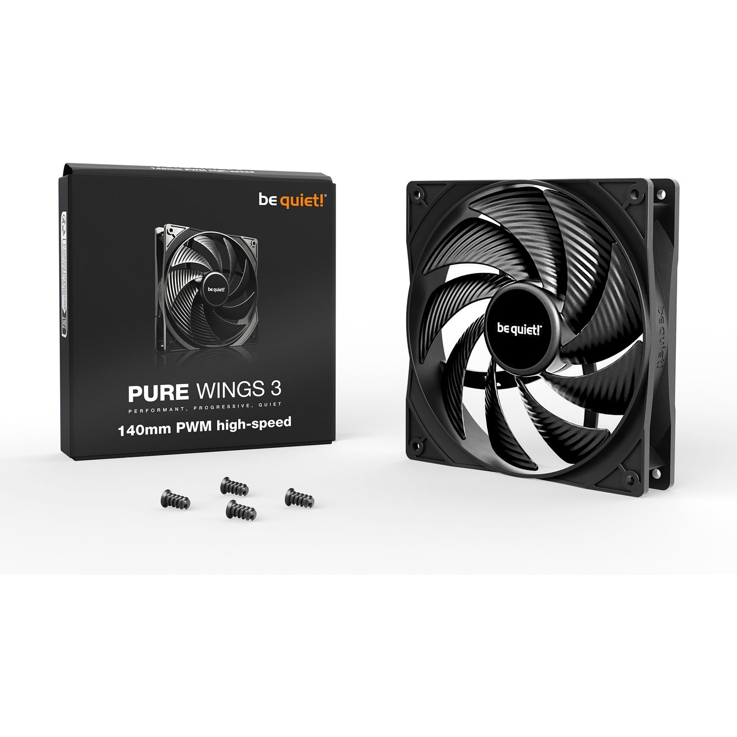 Be Quiet! pure wings 3 pwm high-speed case fan (zwart, 140 x 140 x 25 mm)