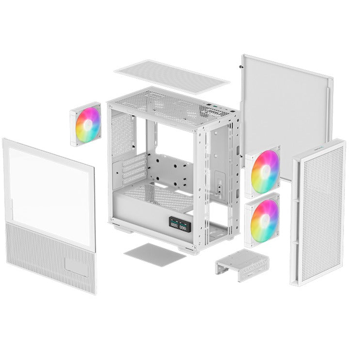 DeepCool ch360 digital mini tower behuizing (wit | 1x usb-a | 1x usb-c | rgb | tempered glass)