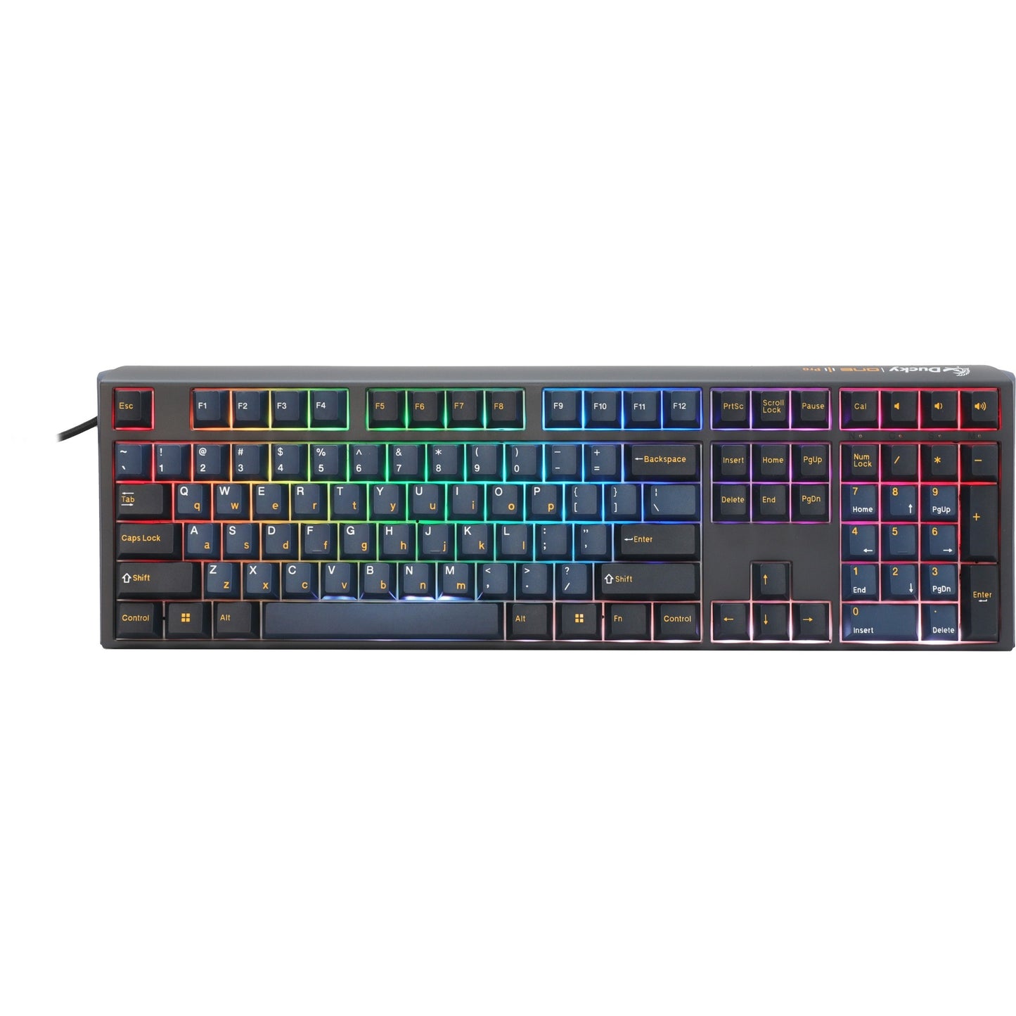 Ducky one 3 pro rgb mechanisch gaming toetsenbord (zwart, us lay-out (qwerty), cherry mx2a brown, 100%, rgb led, double-shot pbt, quack mechanics, hot swap)