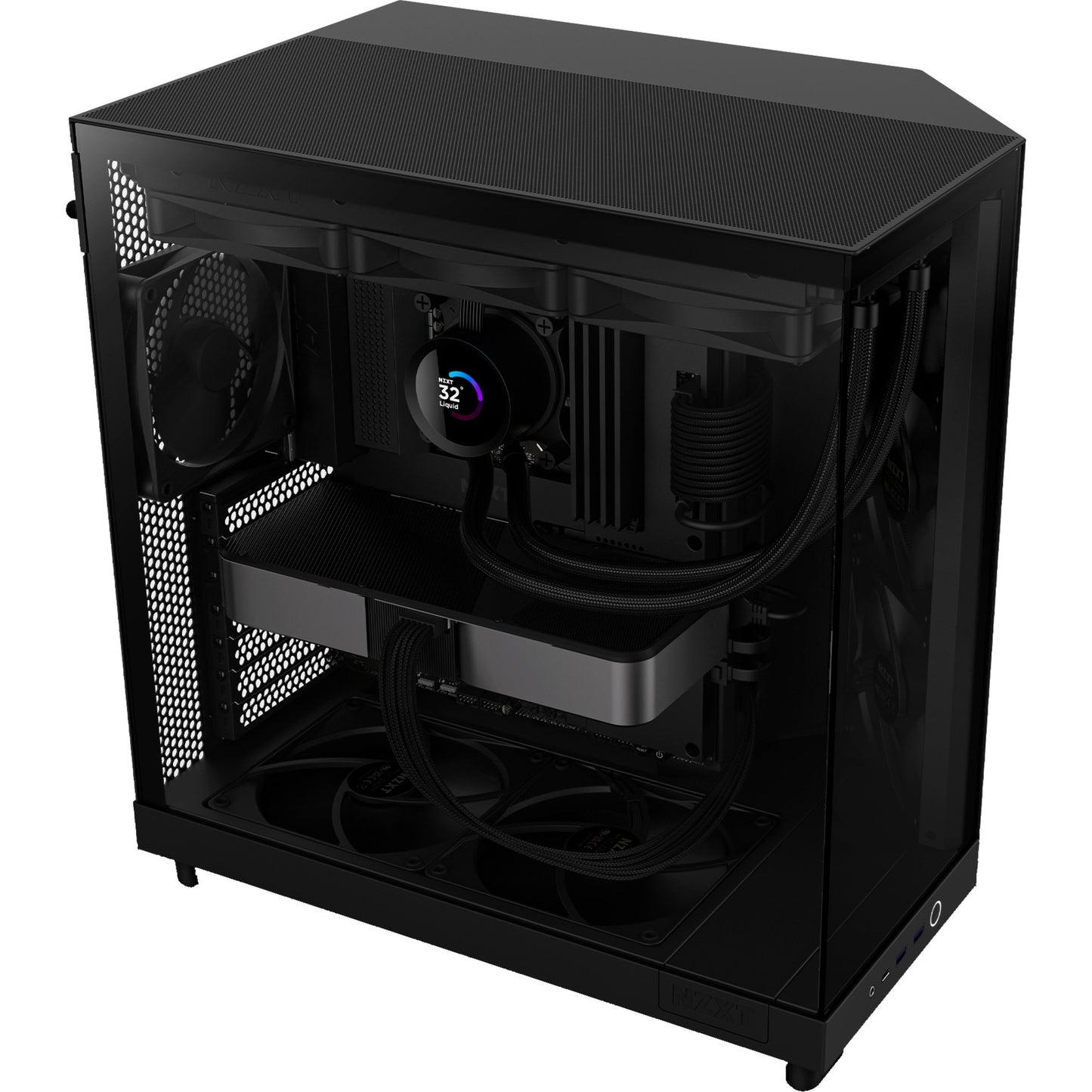 NZXT h6 flow midi tower behuizing (zwart | 2x usb-a | 1x usb-c | tempered glass)