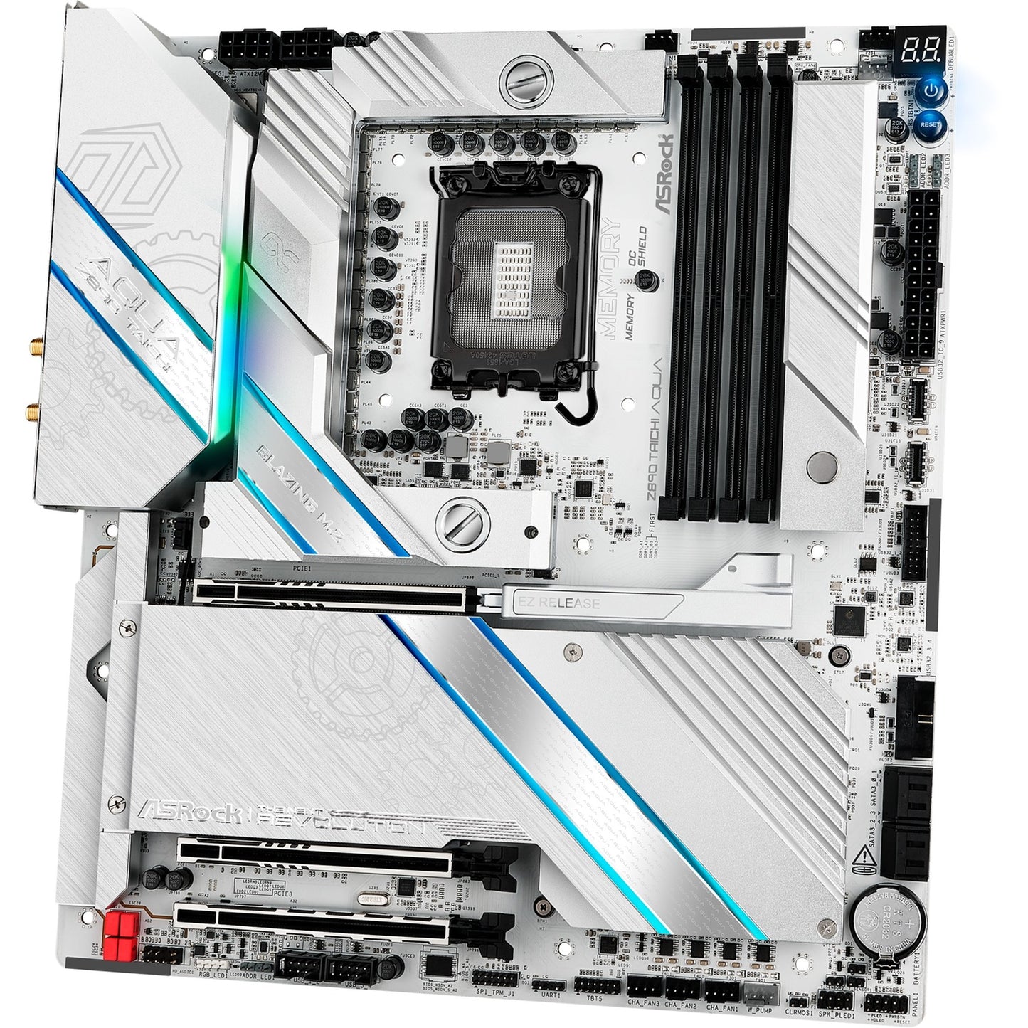 ASRock z890 taichi aqua socket 1851 moederbord (zwart, raid, 10gb-lan, 5gb-lan, wi-fi 7, bt, sound, e-atx)