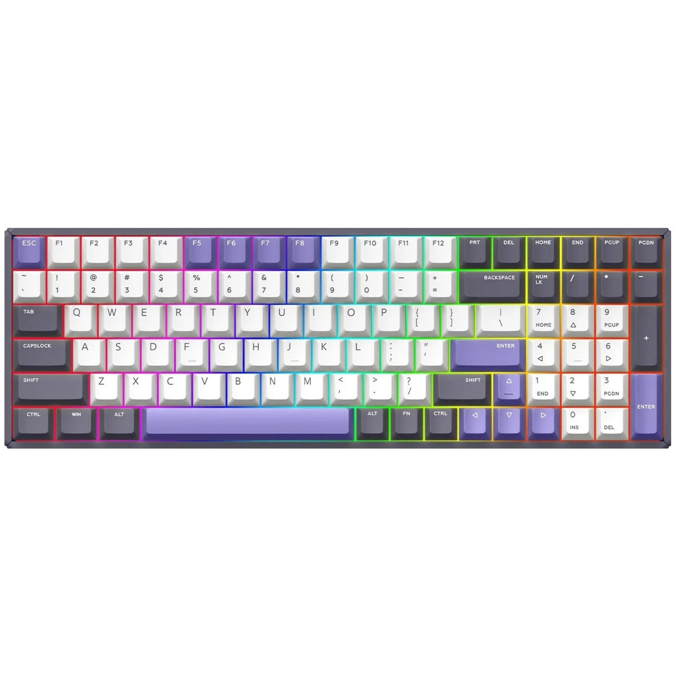 Iqunix F97 Lavandin Wireless Mechanical Keyboard (Lavendel, US lay-out (QWERTY), Cherry MX Brown, 96%, RGB leds, Hot-swappable, PBT, 2.4GHz | Bluetooth 5.1 | USB-C)