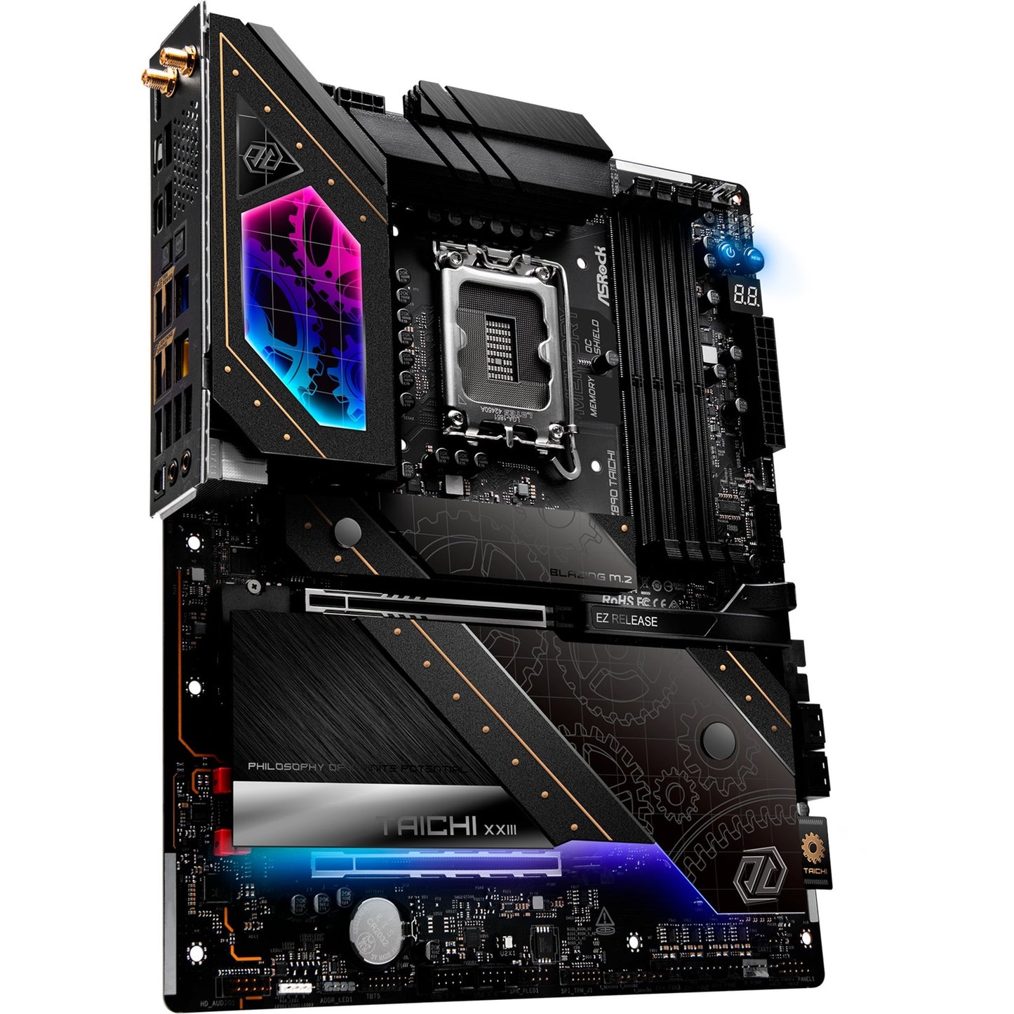 ASRock z890 taichi socket 1851 moederbord (zwart, raid, 5gb-lan, 2.5gb-lan, wi-fi 7, bt, sound, atx)