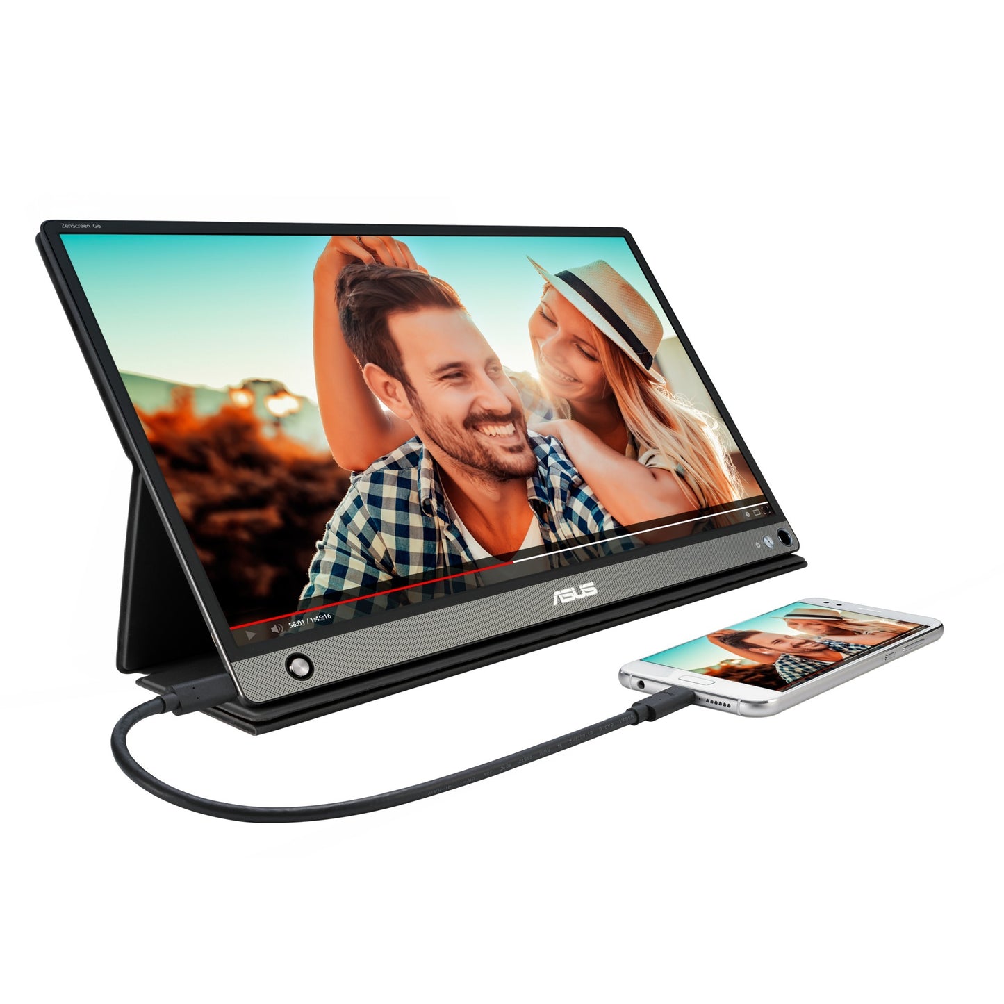 ASUS zenscreen go mb16ahp 15.6 monitor (zwart, micro-hdmi, usb-c, micro-usb)
