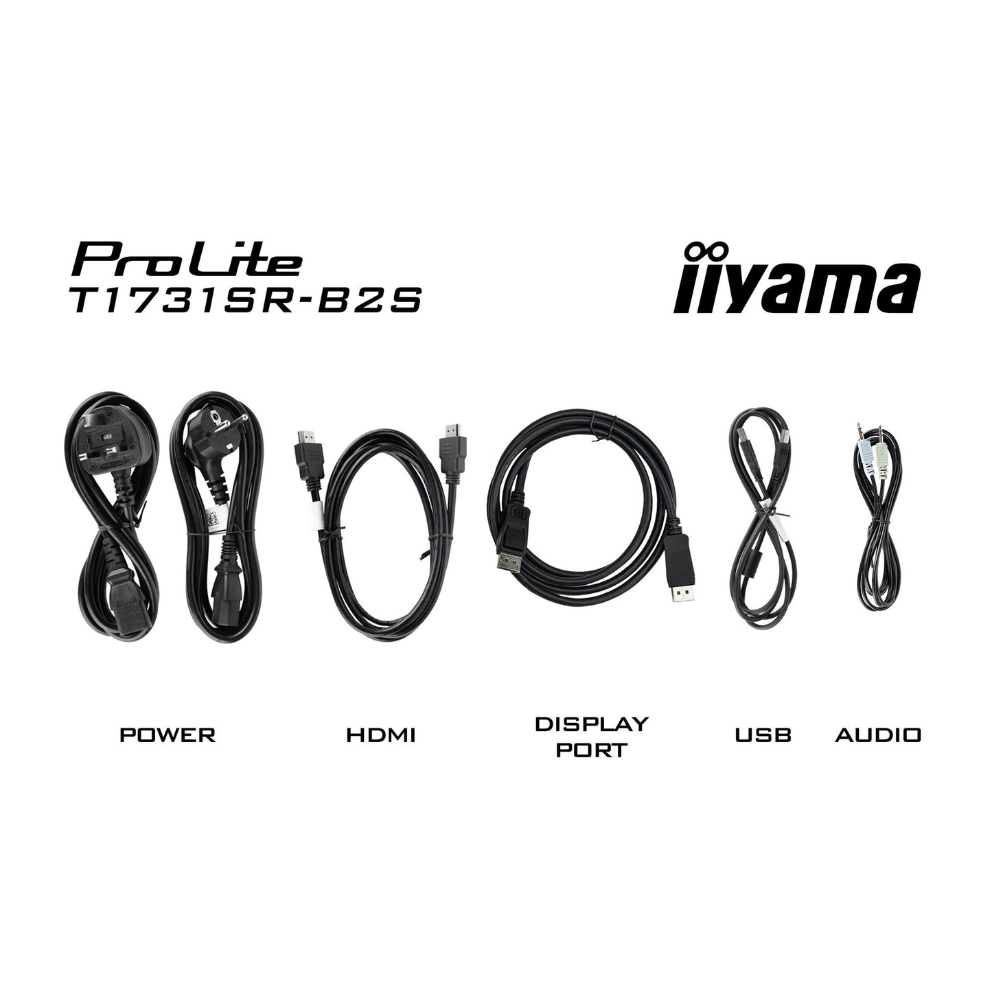 Iiyama prolite t1731sr-b2s 17 touchscreen monitor (zwart, vga, hdmi, displayport, audio, touch)