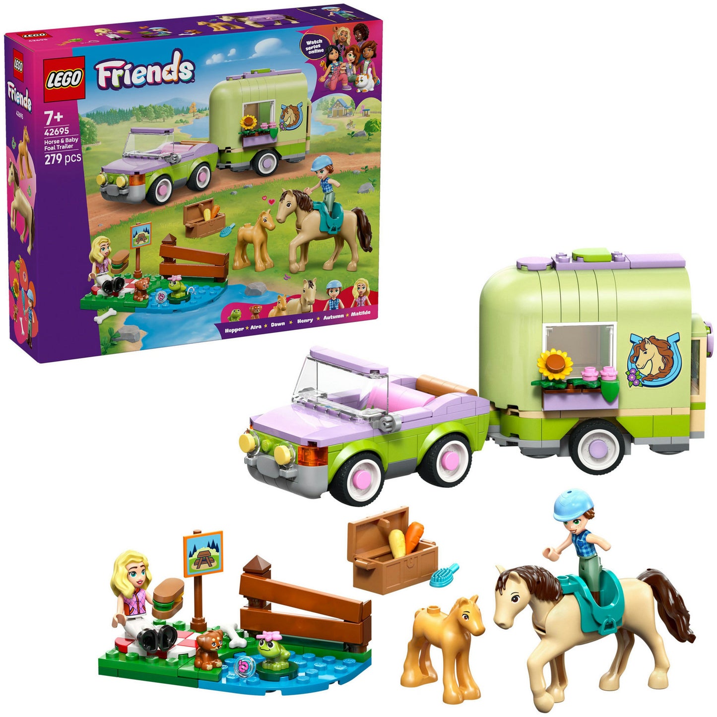 LEGO friends 42695 trailer met paard en veulen