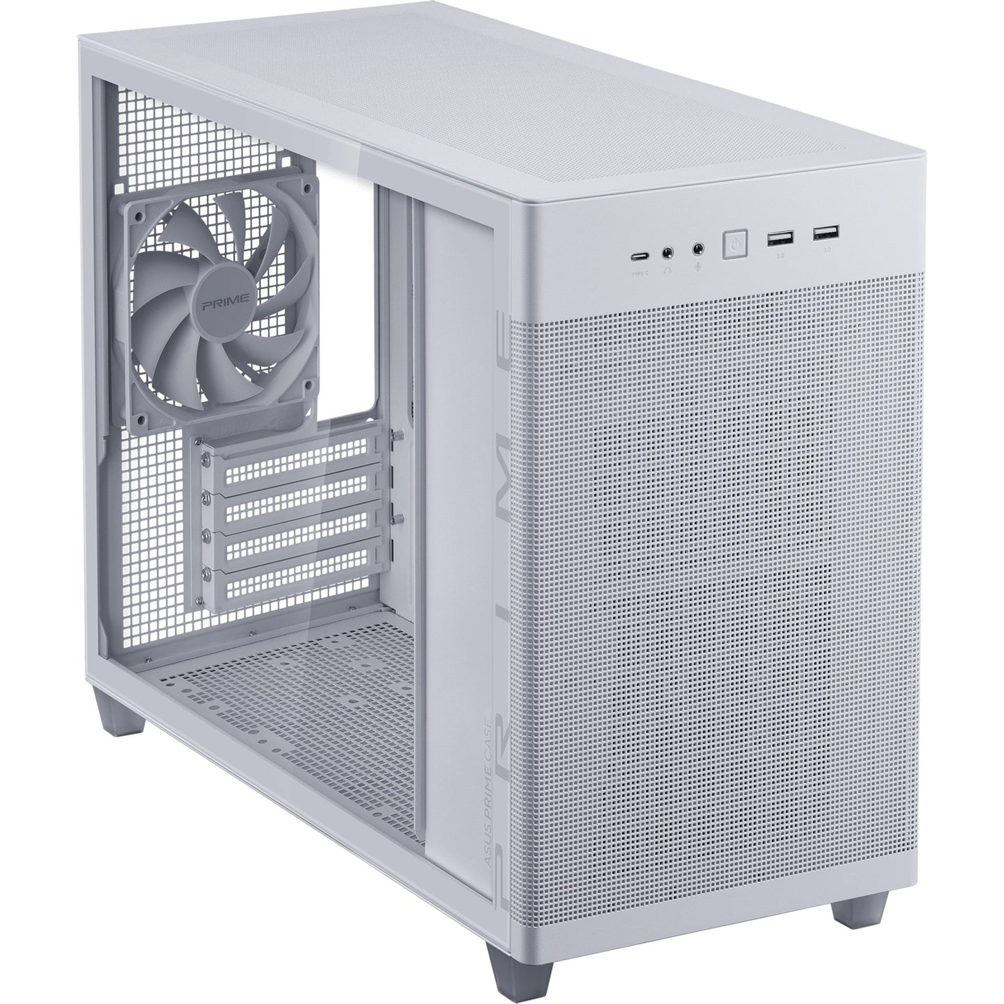 ASUS prime ap201 midi tower behuizing (wit | 2x usb-a | 1x usb-c | tempered glass)