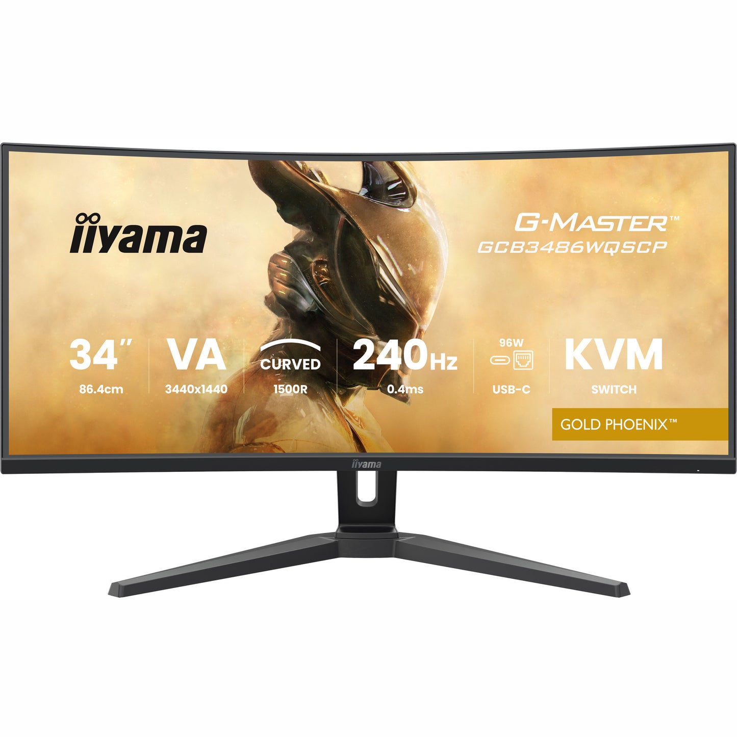 Iiyama g-master gold phoenix gcb3486wqscp-b1 34 curved ultrawide gaming monitor (zwart, 2x hdmi, displayport, 2x usb-a, 2x usb-c, rj-45, 240 hz)