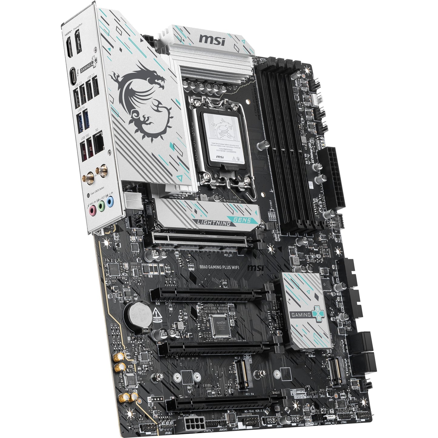 MSI b860 gaming plus wifi socket 1851 moederbord (raid, 5gb-lan, wi-fi 7, bt, sound, atx)