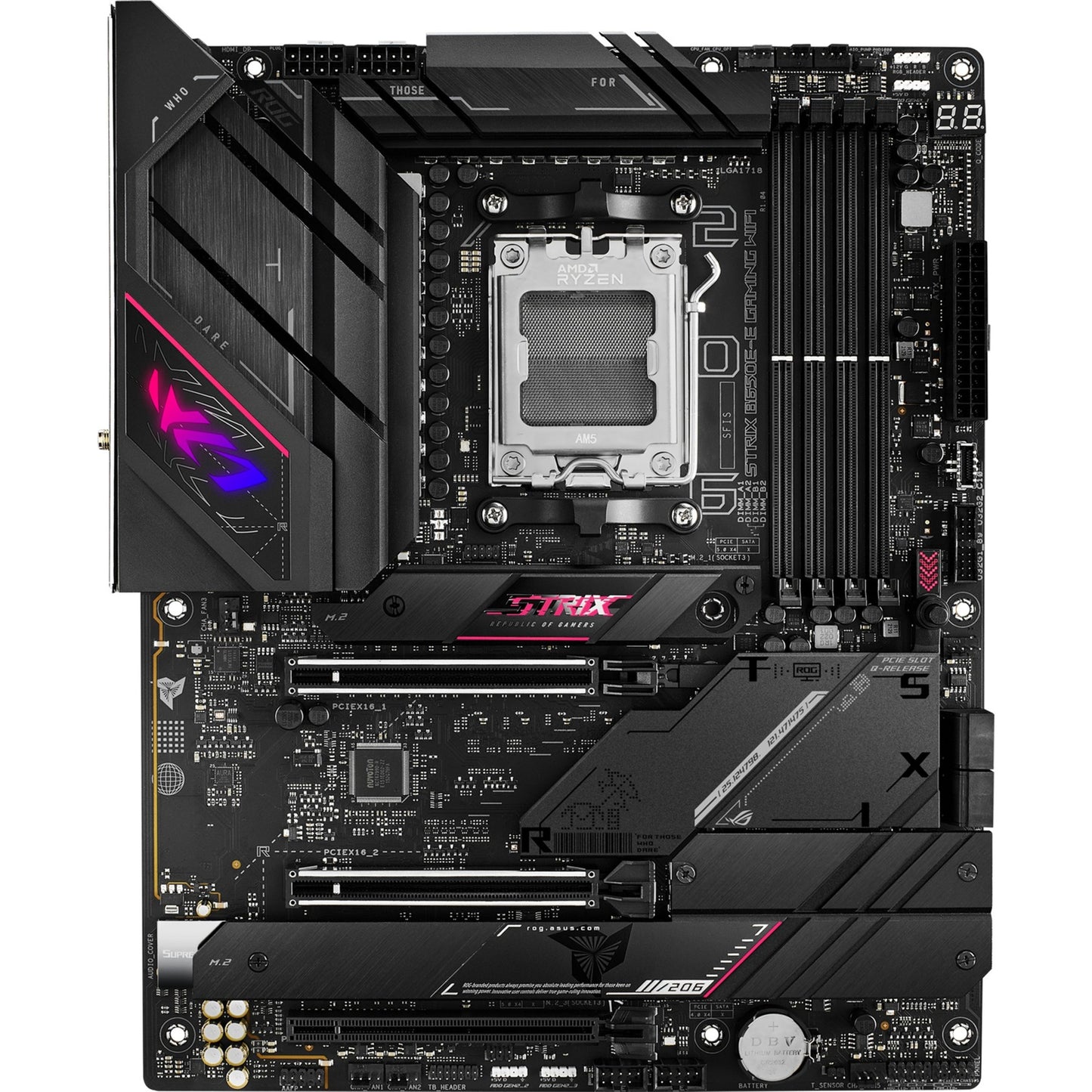 ASUS rog strix b650e-e gaming wifi socket am5 moederbord (zwart, raid, 2.5 gb-lan, wi-fi 6e, bt, sound, atx)