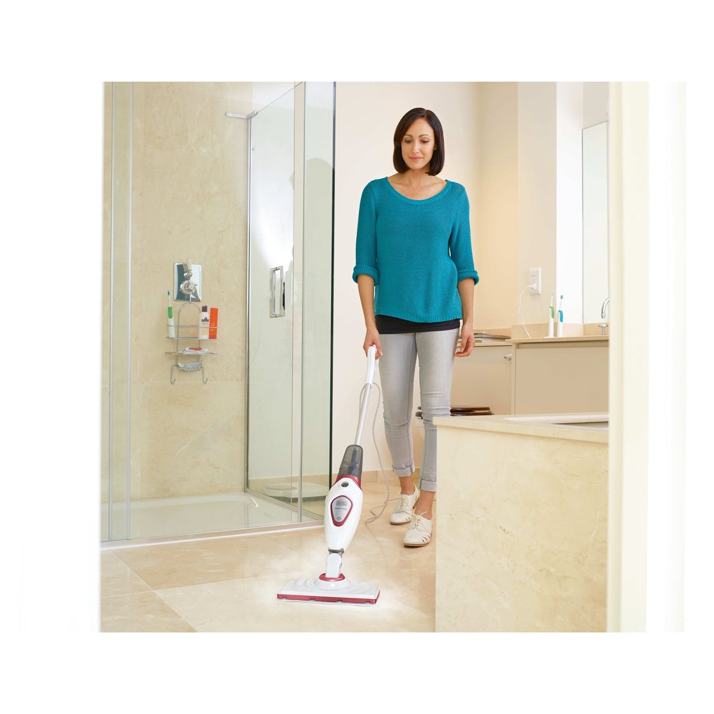 BLACK+DECKER bds1616r 1600w steam-mop met 2 stoomdoeken stoomreiniger (wit rood)