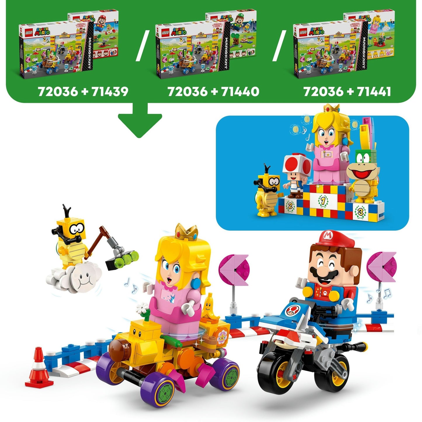 LEGO super mario 72036 mario kart baby peach en grand prix set