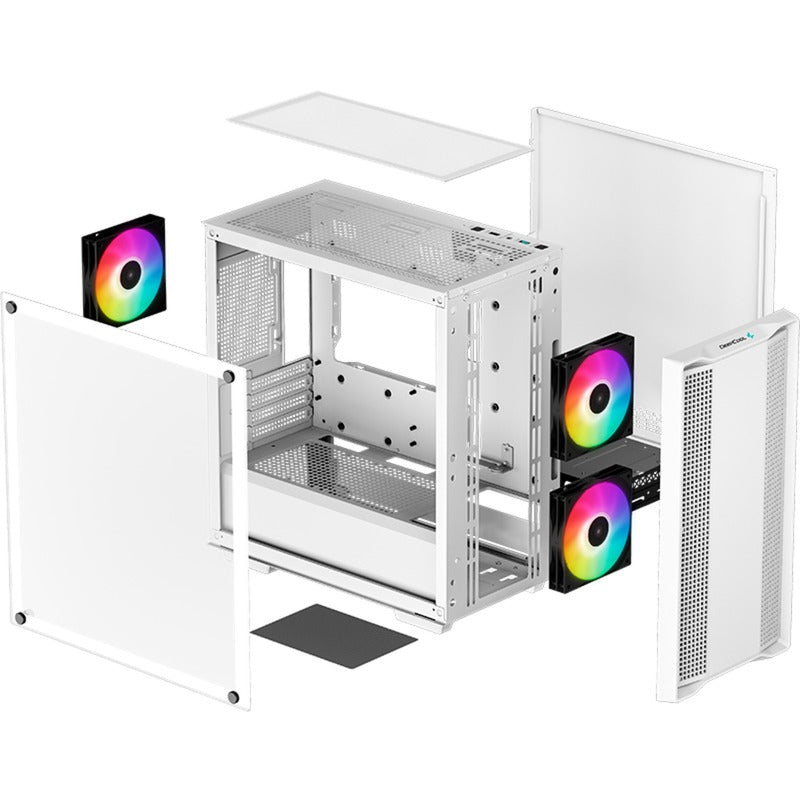 DeepCool cc360 argb midi tower behuizing (wit | 2x usb-a | rgb | tempered glass)