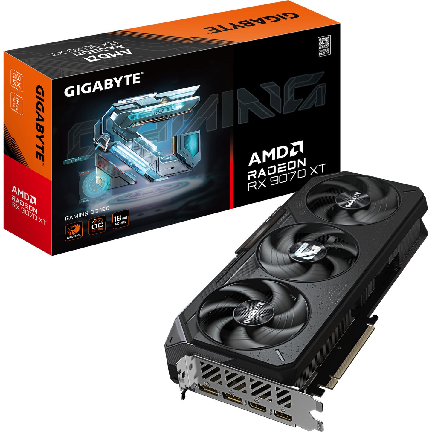 GIGABYTE radeon rx 9070 xt gaming oc 16g grafische kaart (2x displayport, 2x hdmi 2.1, rdna4)