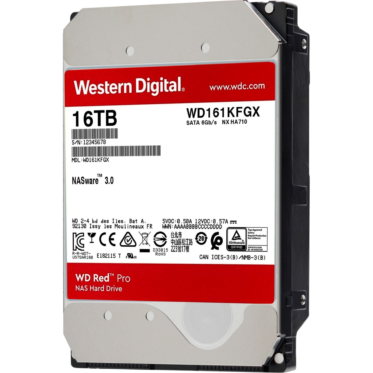 WD red pro 16 tb harde schijf (161kfgx, sata 600, 24 7, af)