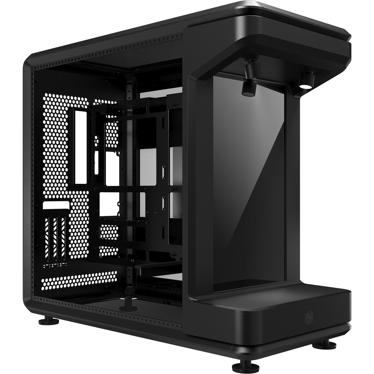 Cooler Master masterframe 360 stage lcd midi tower behuizing (zwart | 2x usb-a | 1x usb-c | tempered glass)