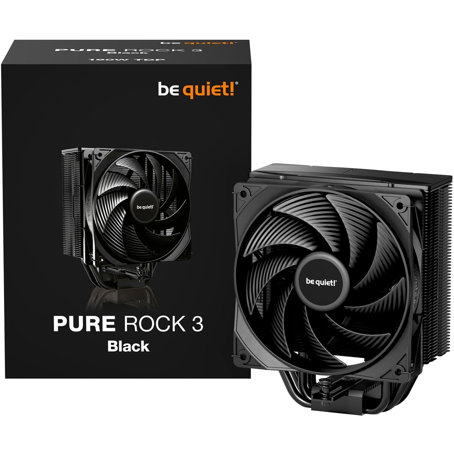 Be Quiet! pure rock 3 black cpu-koeler (zwart, 4-pins pwm fan-connector)