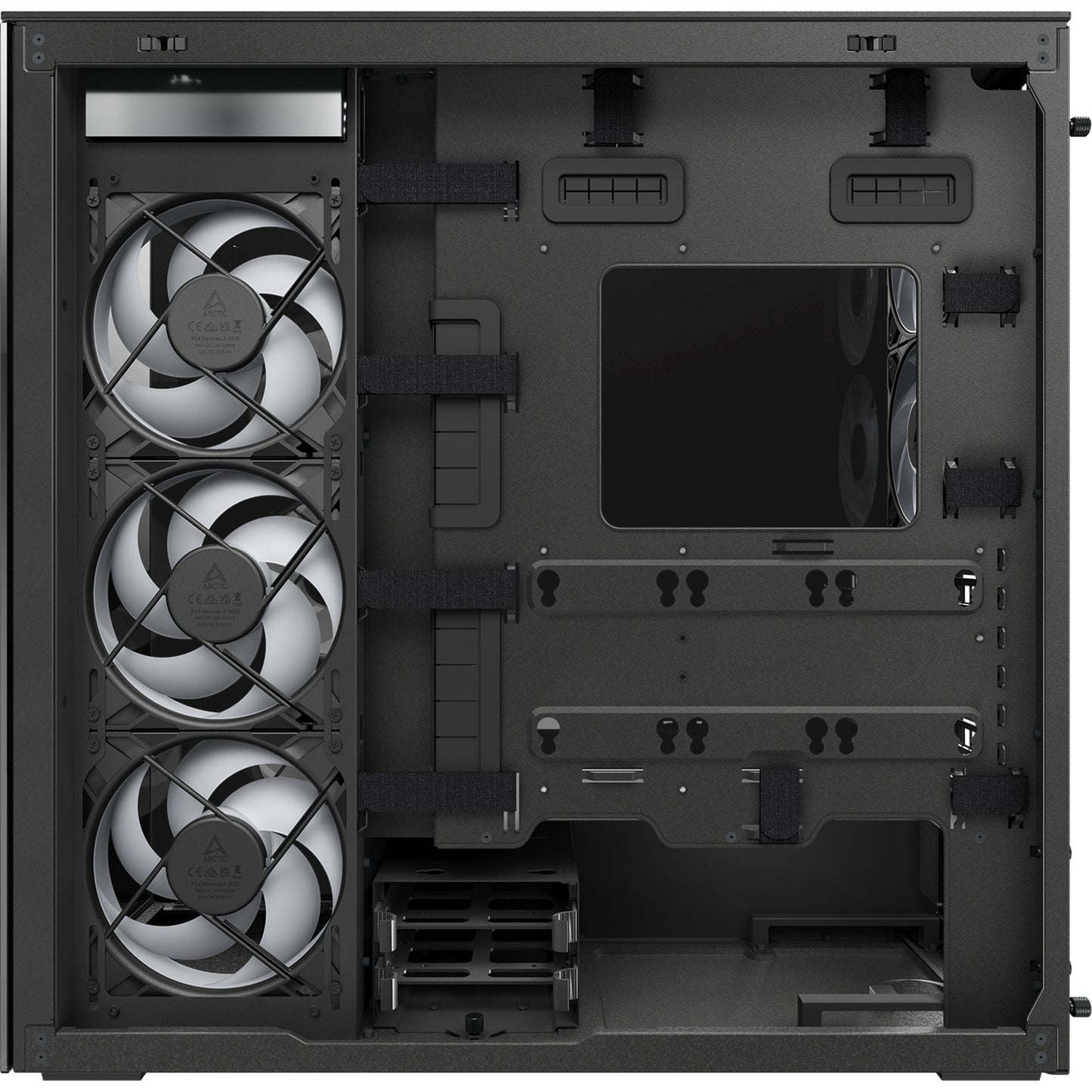 ARCTIC xtender vg midi tower behuizing (zwart | 2x usb-a | 1x usb-c | rgb | tempered glass)