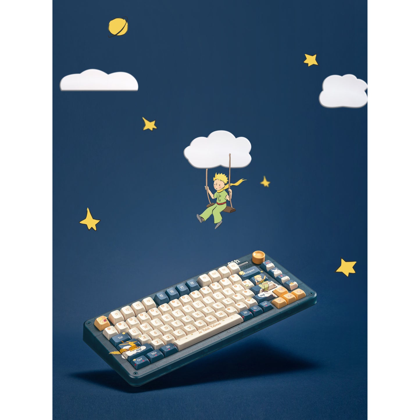 Iqunix ZX75 Sky Encounter Wireless Mechanical Keyboard (Blauw, US lay-out (QWERTY), Gateron Red, 75%, RGB leds, Hot-swappable, Double-shot PBT, 2.4GHz | Bluetooth 5.1 | USB-C)