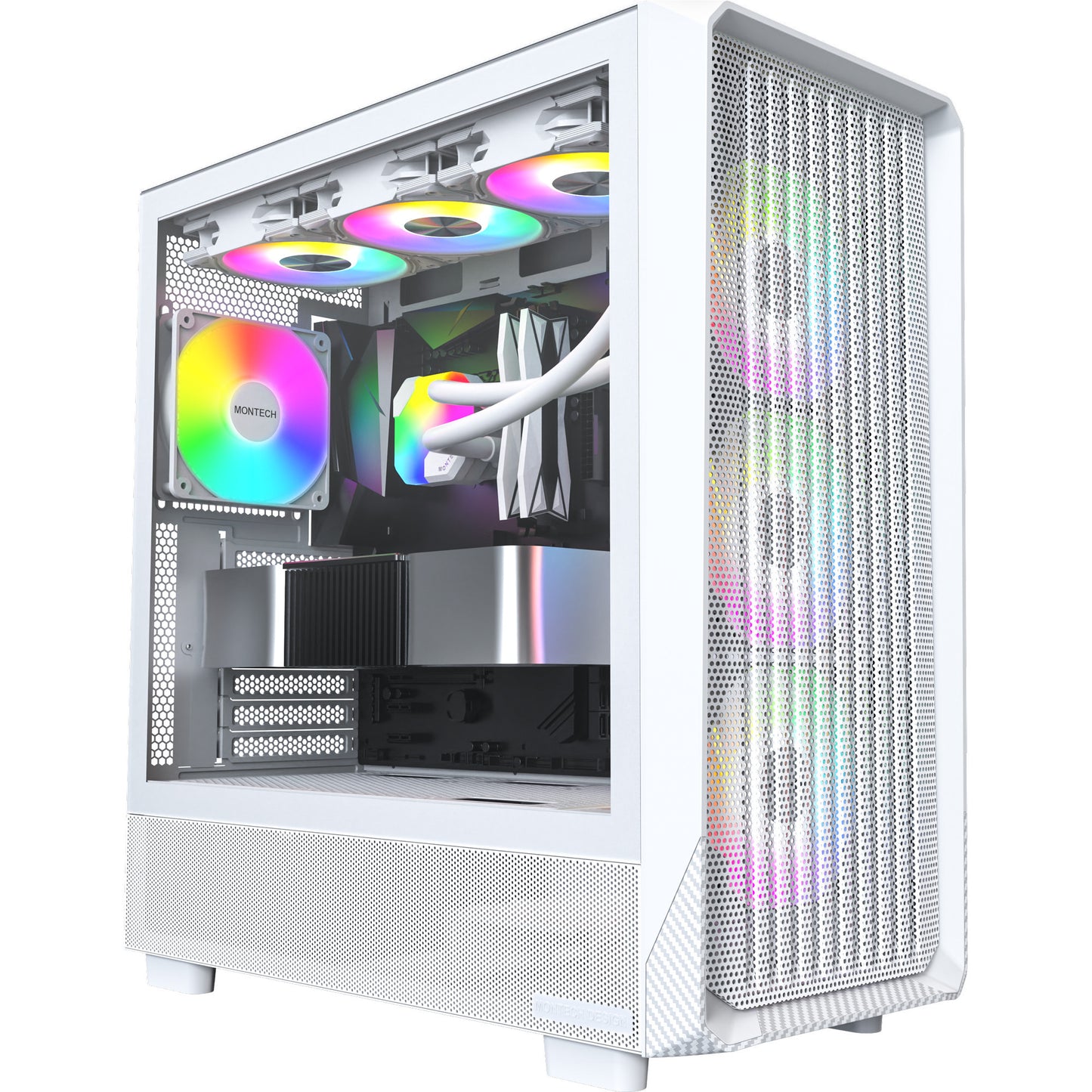 Montech x5 midi tower behuizing (wit | 2x usb-a | 1x usb-c | tempered glass)