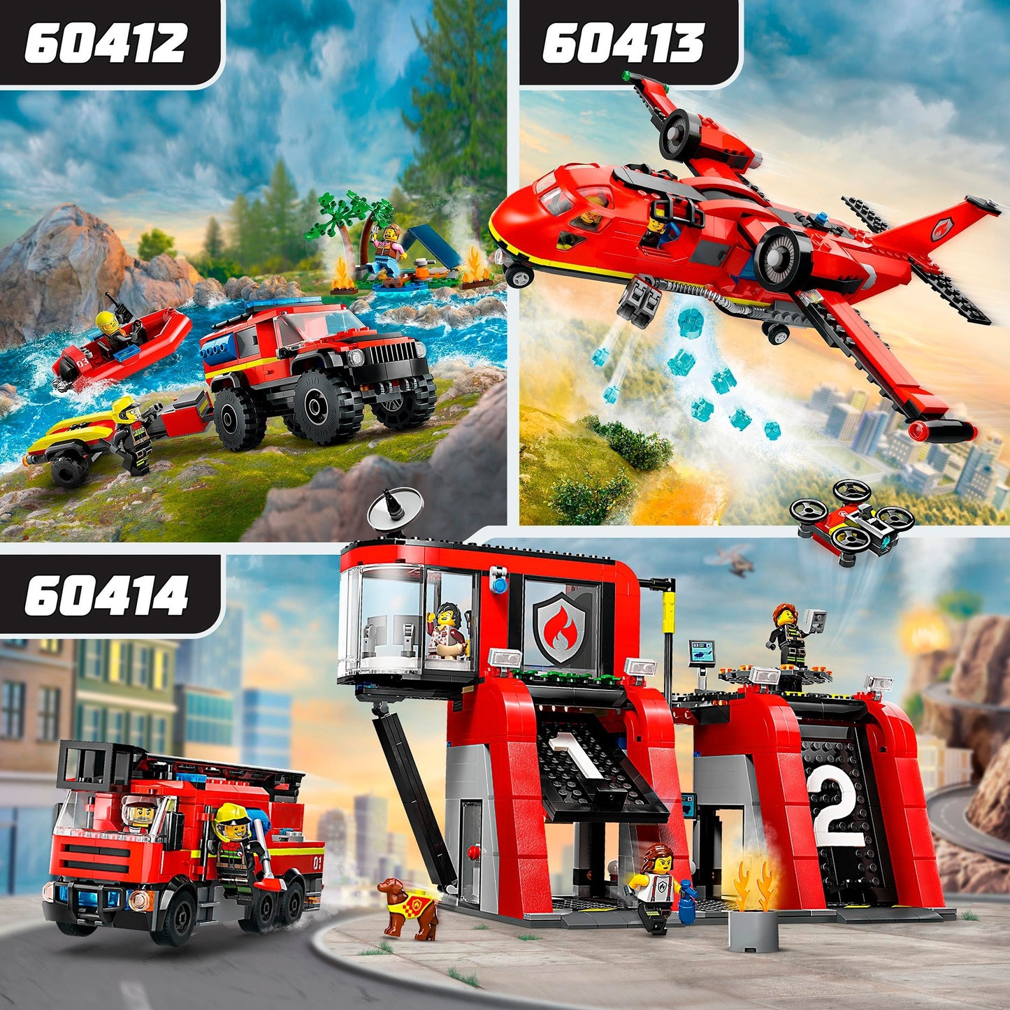 LEGO city 60414 brandweerkazerne en brandweerauto