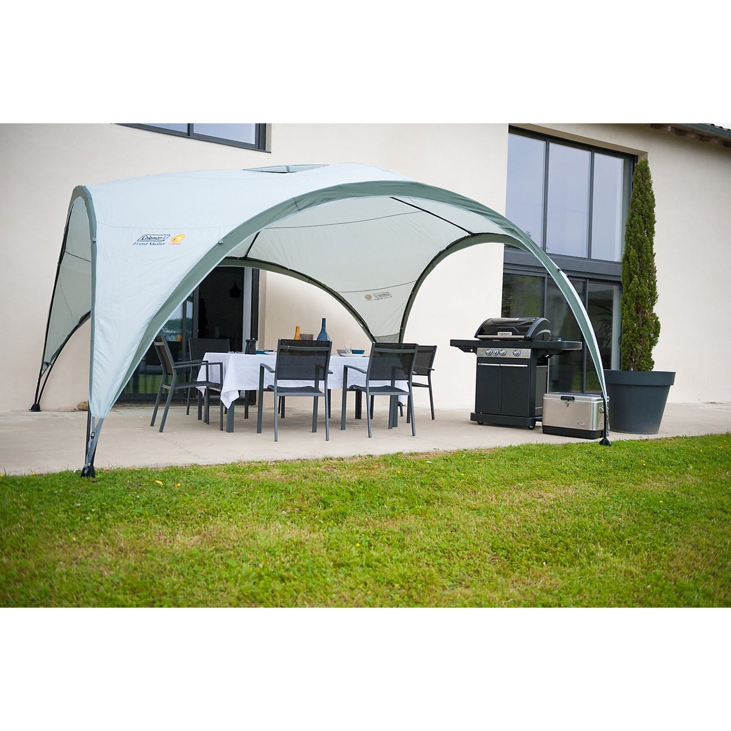 Coleman event shelter xl paviljoen (lichtgrijs grijs, 4.5 x 4.5 m)