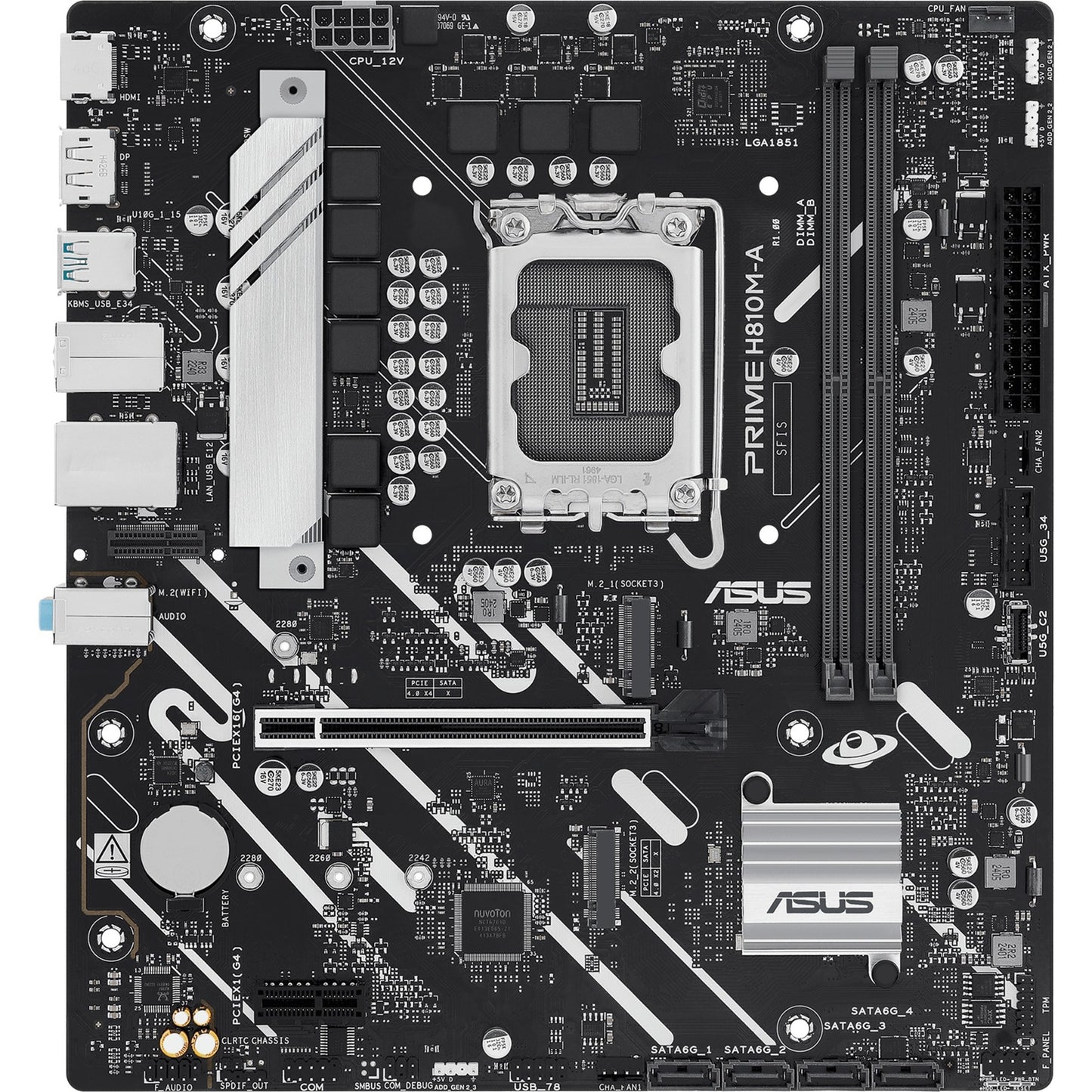 ASUS prime h810m-a-csm socket 1851 moederbord (raid, gb-lan, sound, µatx)