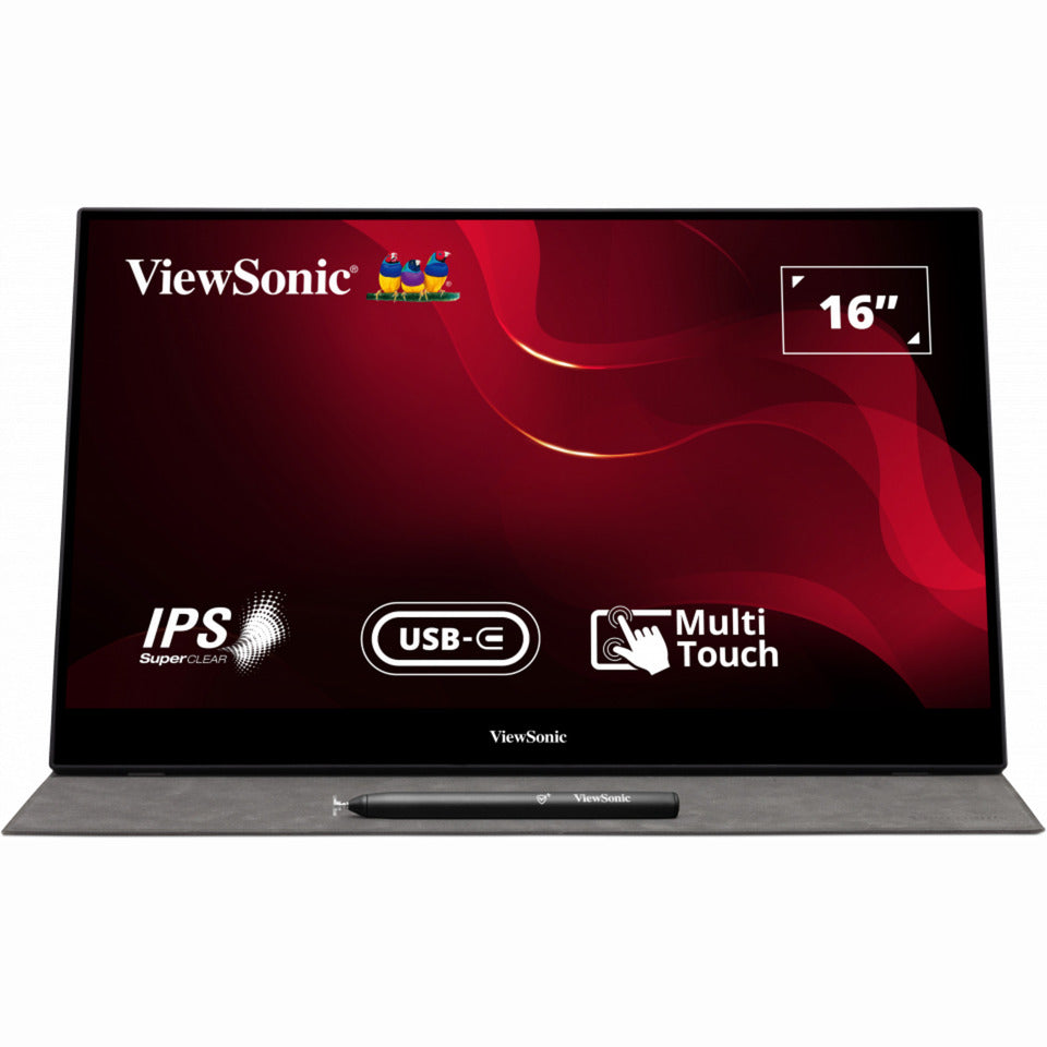 ViewSonic usb-c multi-touch portable monitor td1655 16 (zwart, 1x mini hdmi, usb-c)