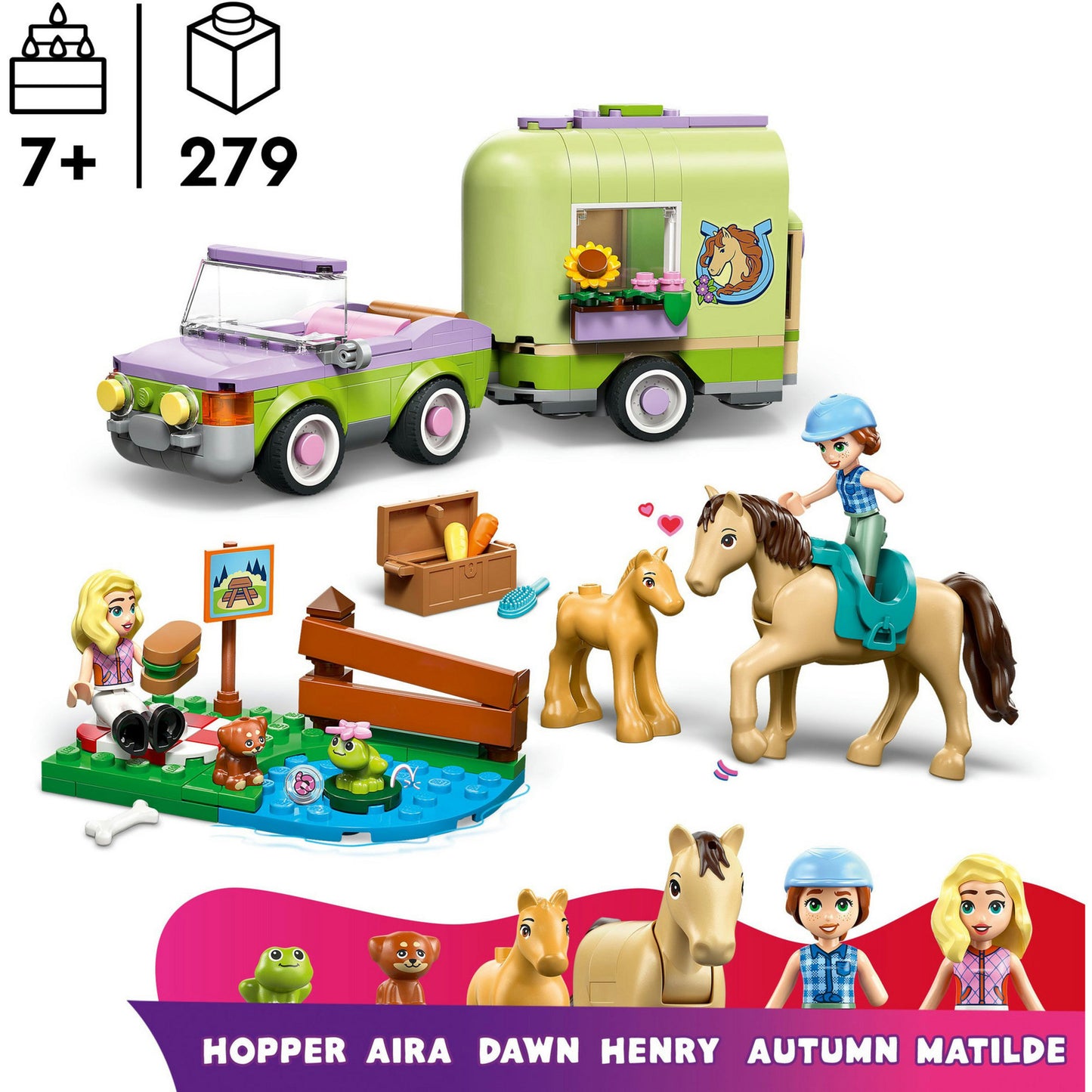 LEGO friends 42695 trailer met paard en veulen
