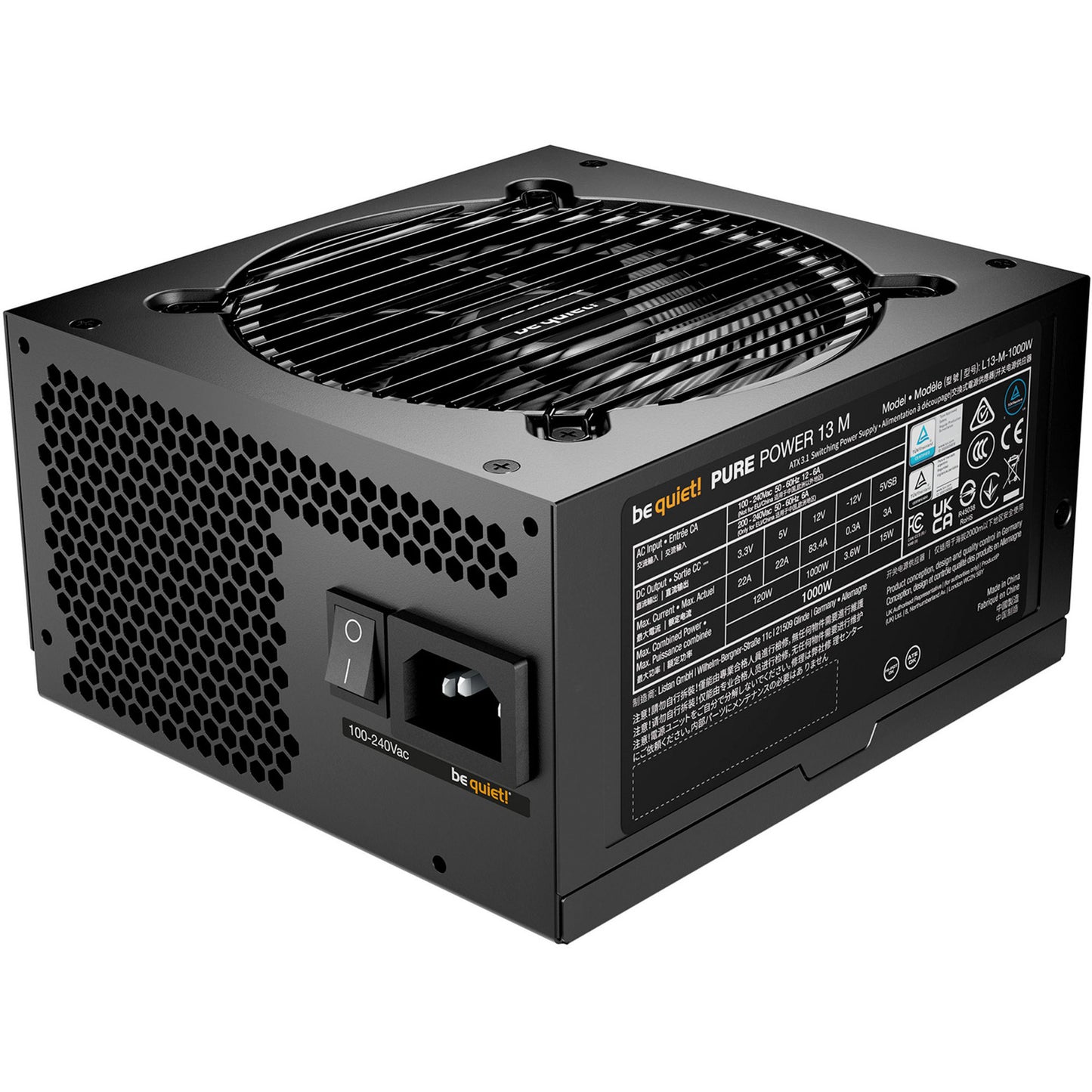 Be Quiet! pure power 13 m modulaire 1000 watt voeding (zwart, 1x 12v-2x6, 4x pcie)