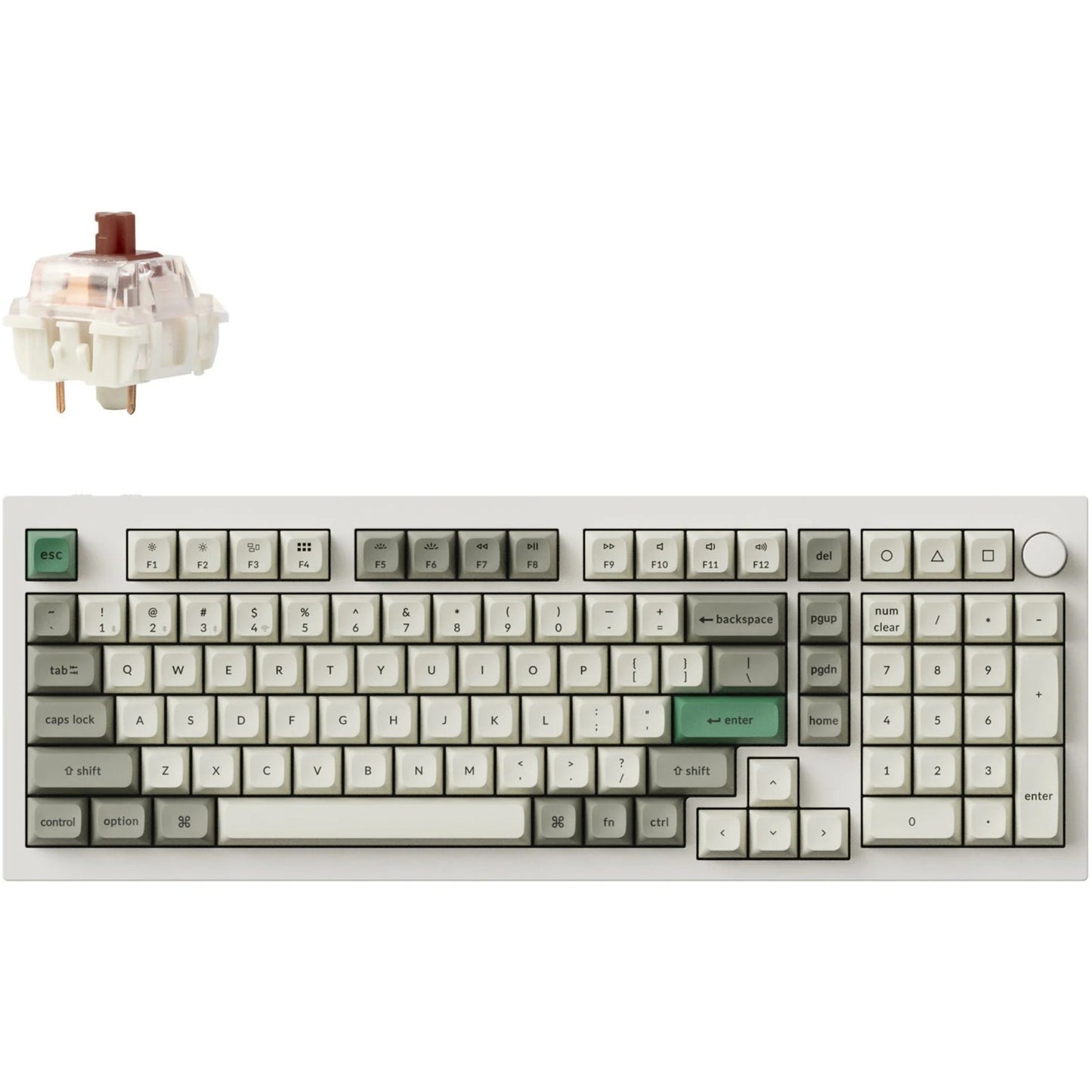 Keychron q5 max-p3 rgb mechanisch toetsenbord (wit, us lay-out (qwerty), gateron jupiter brown, 96%, rgb leds, ksa double-shot pbt, hot swap, knob, 2.4ghz | bluetooth 5.1 | usb-c)