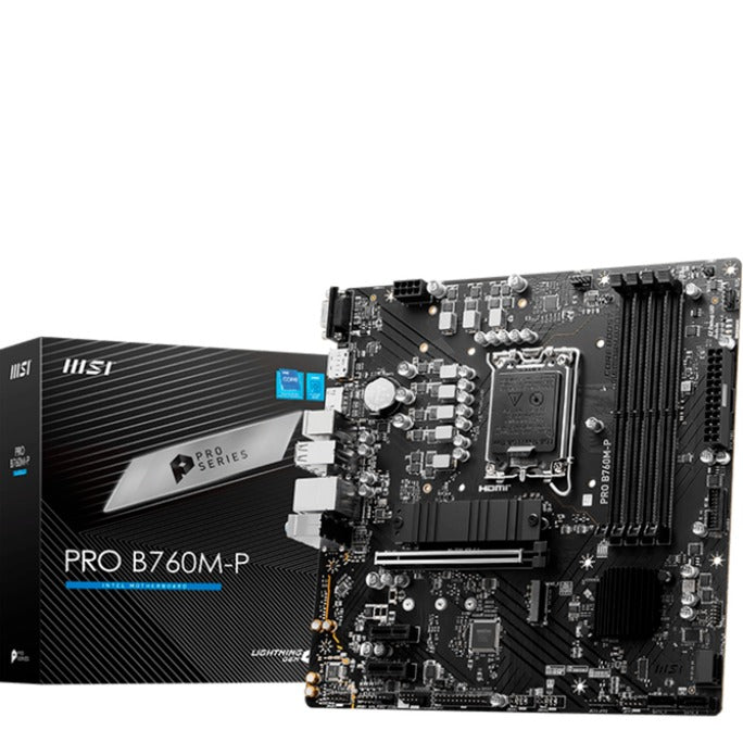 MSI pro b760m-p socket 1700 moederbord (zwart, raid, gb-lan, sound, µatx)